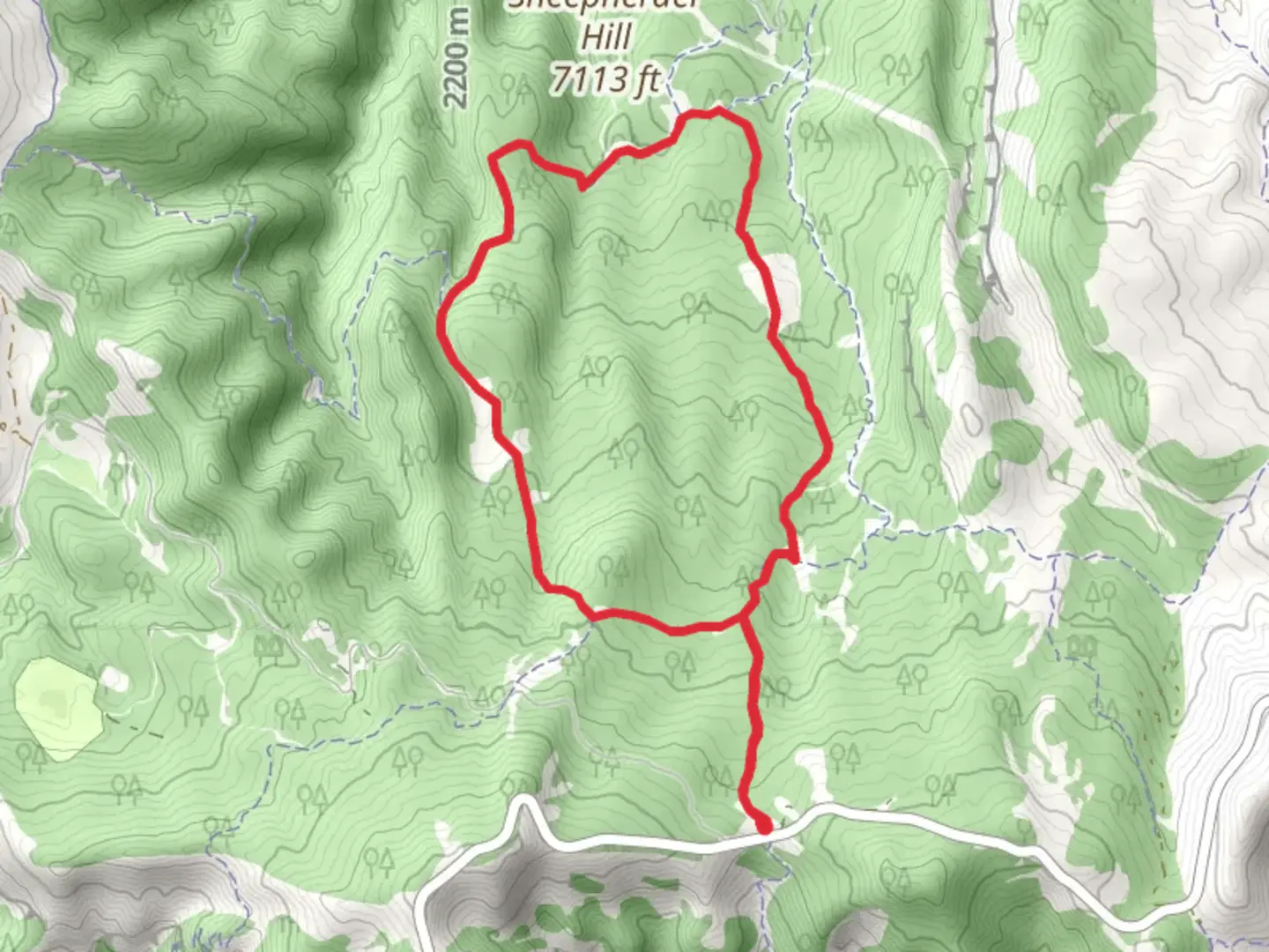 An image depicting the trail Sheepherder Hill Trail and Shram Creek Trail and its surrounding area.