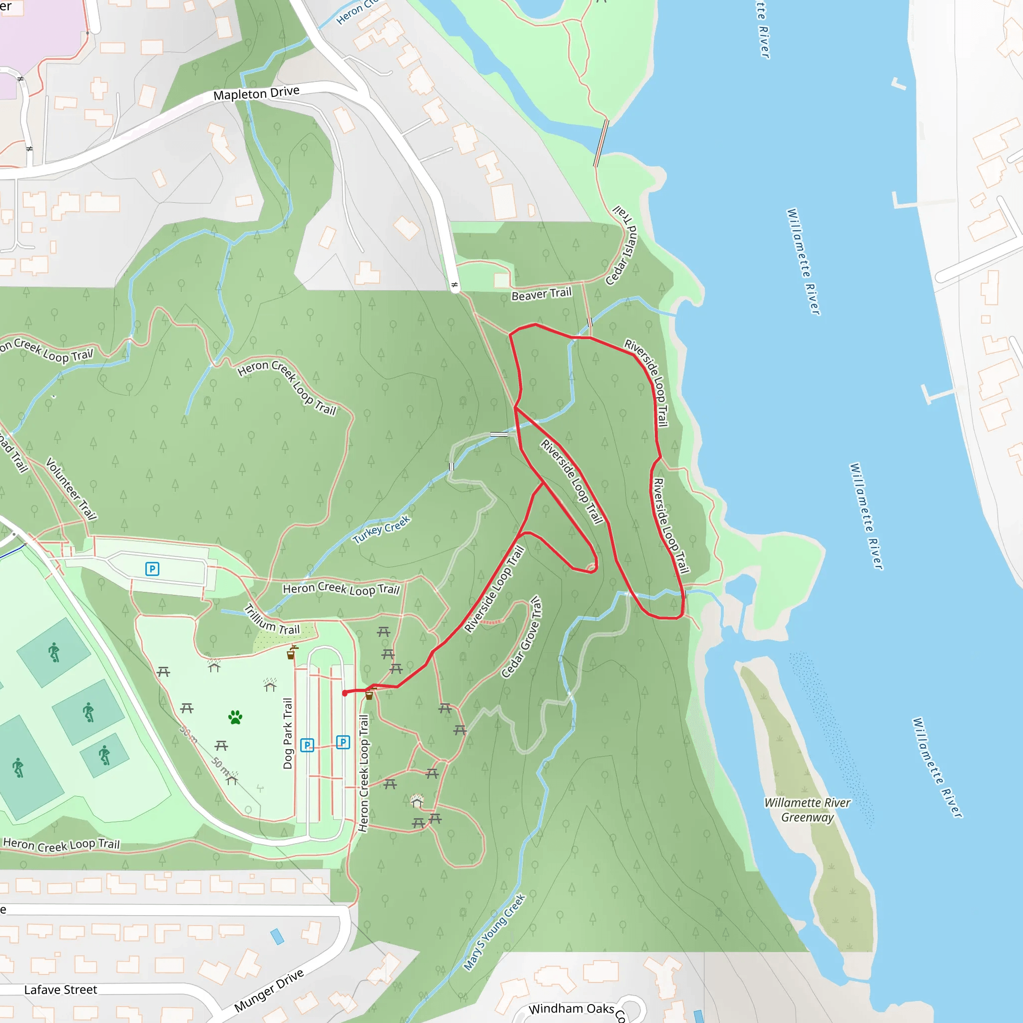 Willamette Riverside Loop Trail mobile static map
