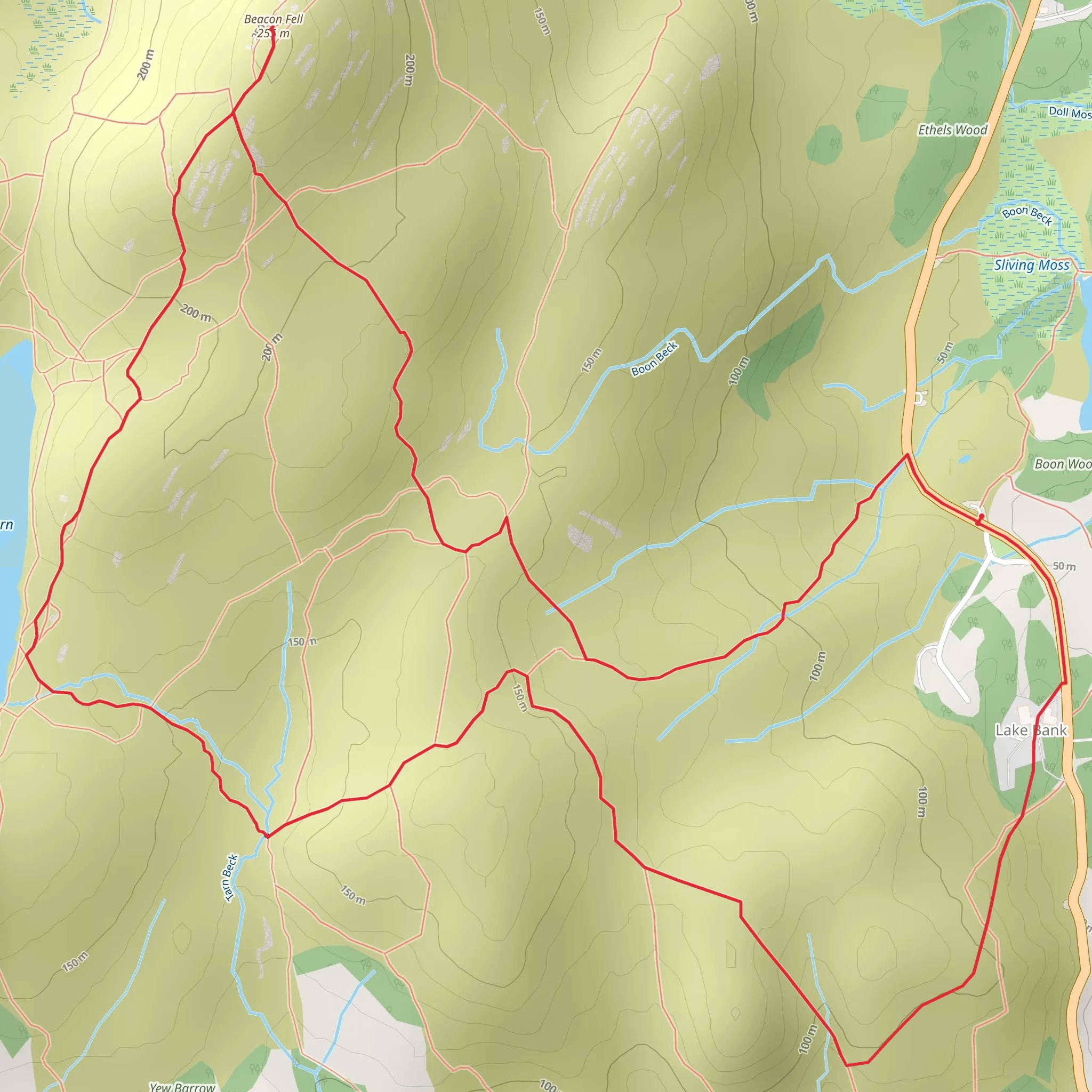 The Beacon, Beacon Tarn and Pen Hill Loop mobile static map