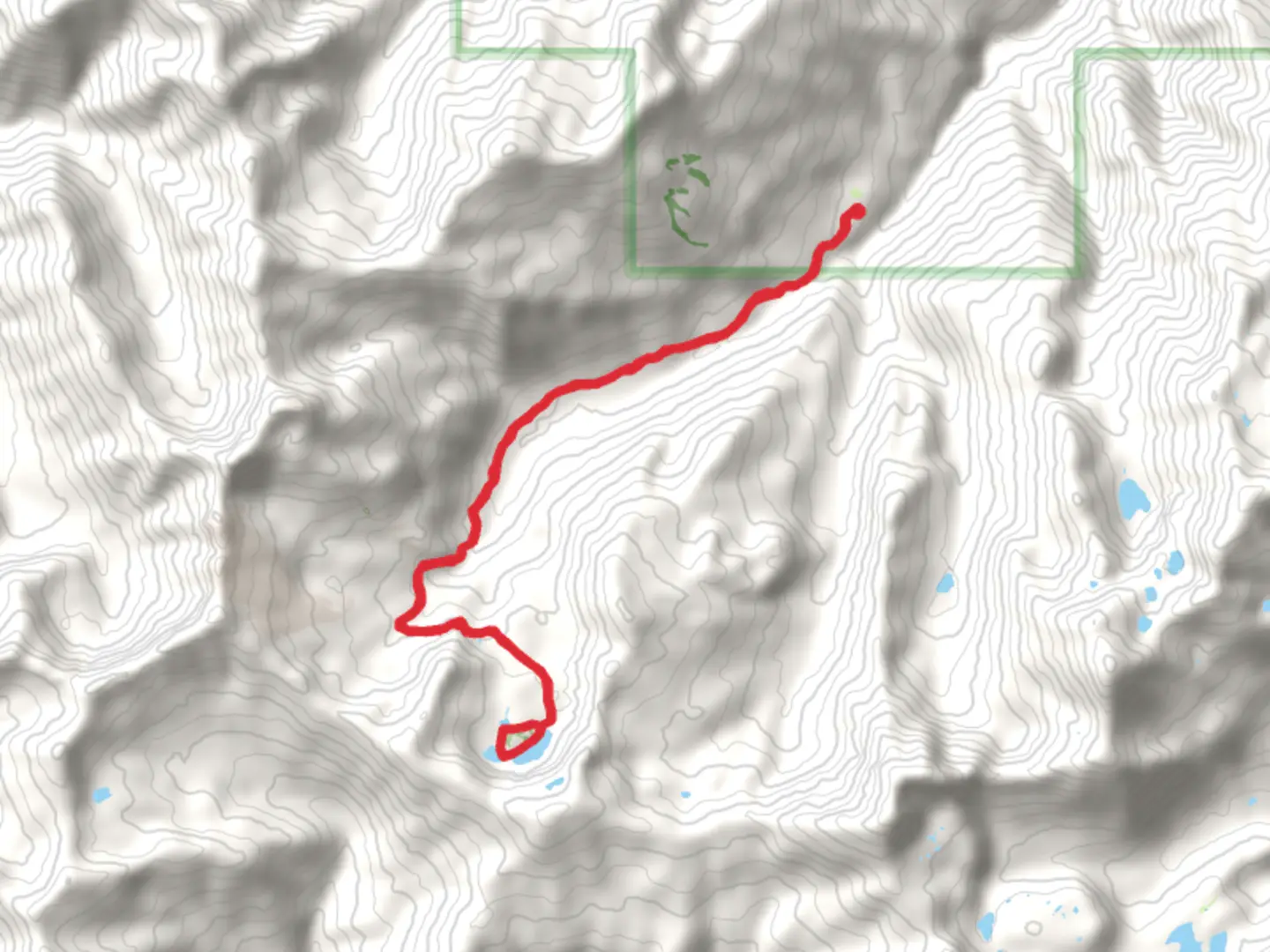 An image depicting the trail Lower and Upper Sky High Lake via Lovers Camp Equestrian Trail and its surrounding area.