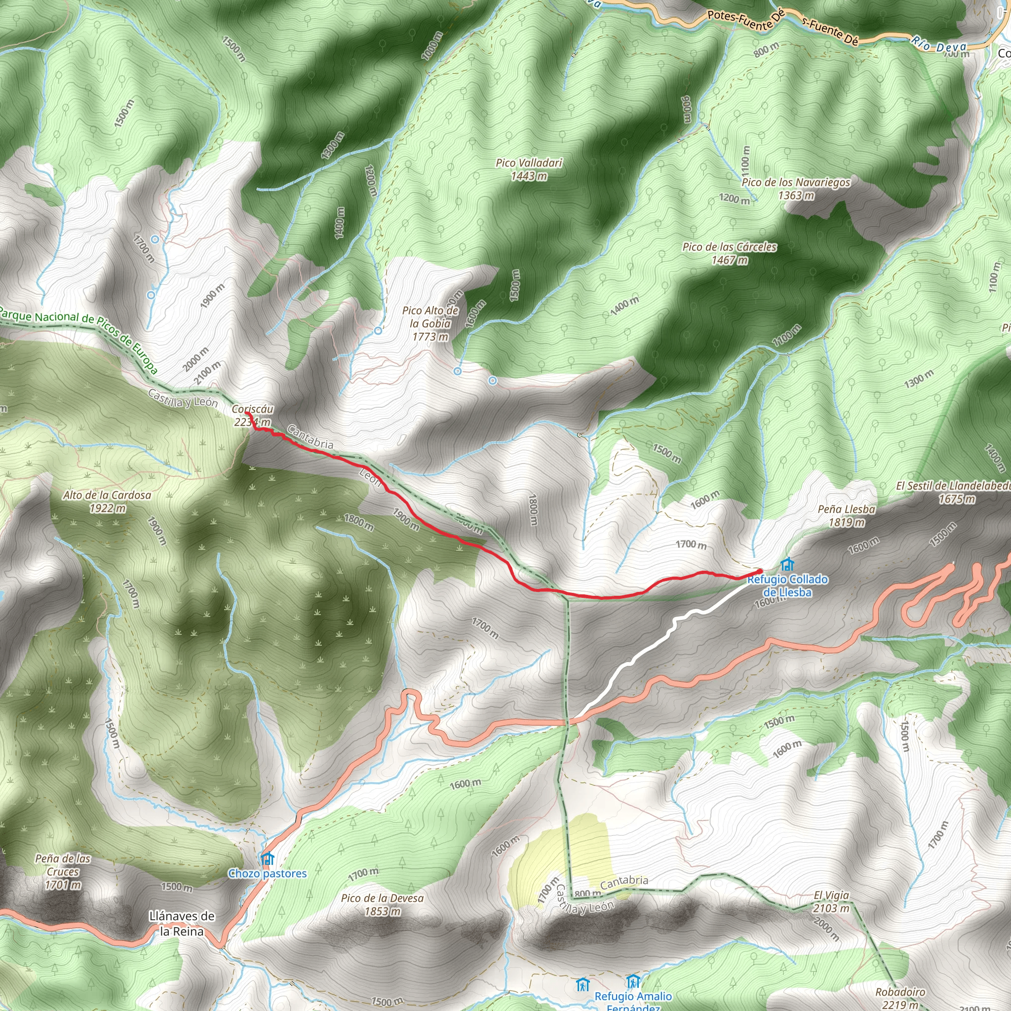 Coriscáu desde el Collado de Llesba – Parque Nacional de Picos de Europa mobile static map