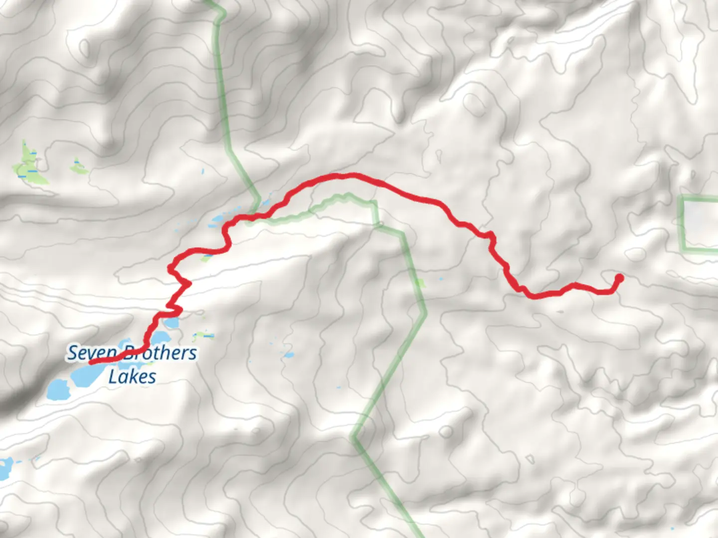 An image depicting the trail Soldier Park Trail and Seven Brothers Trail and its surrounding area.