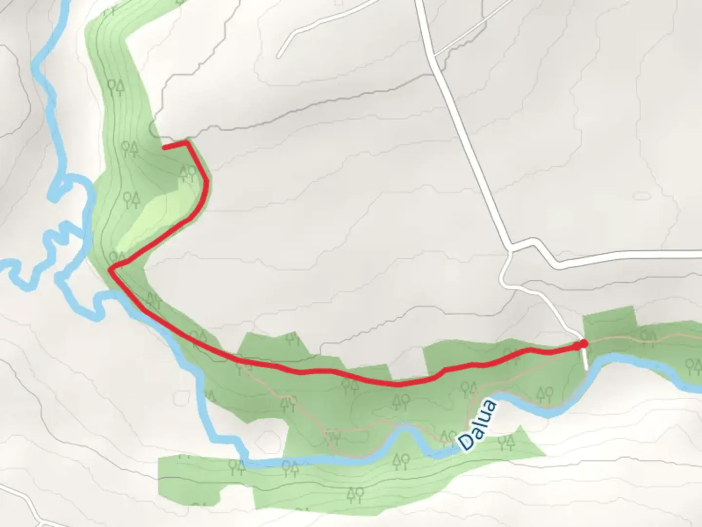 An image depicting the trail Island Wood - Red Trail and its surrounding area.
