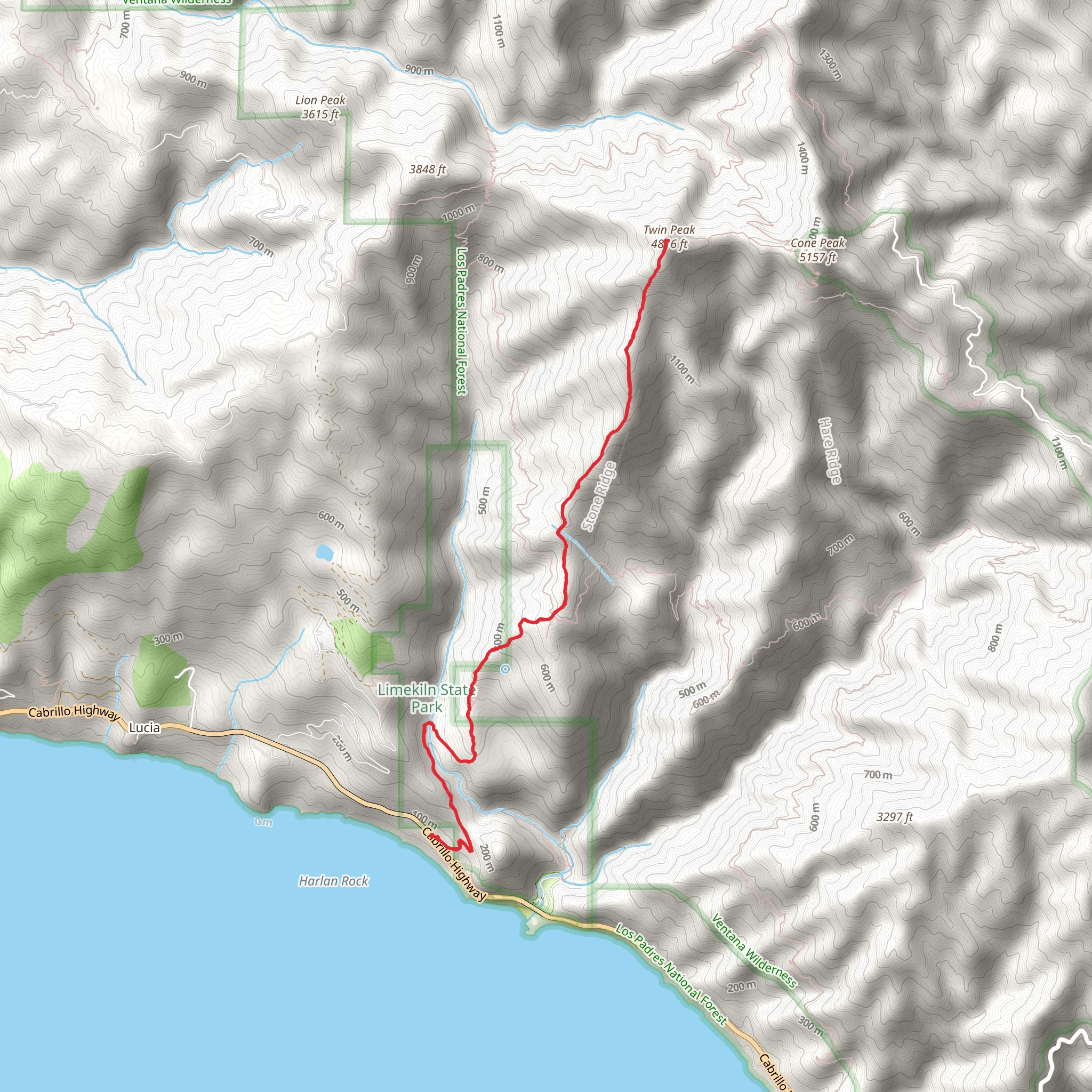 Twin Peak via Twitchell Road mobile static map