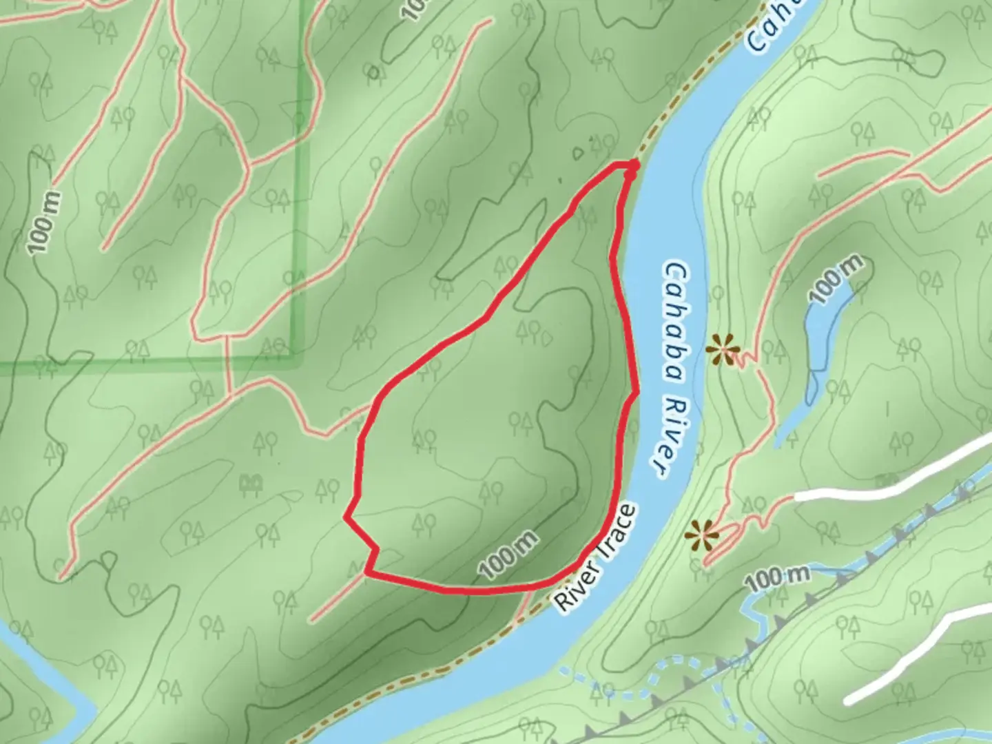 An image depicting the trail River Trace - Cahaba River Loop and its surrounding area.