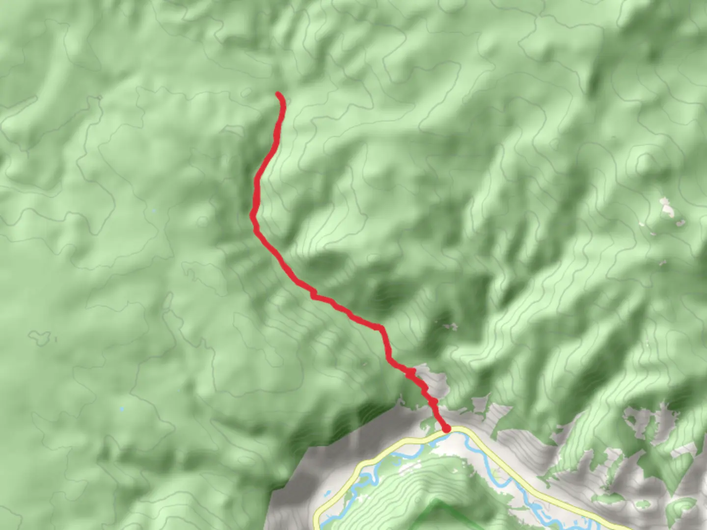 An image depicting the trail Roaring Creek Trail from Poudre Canyon Highway and its surrounding area.