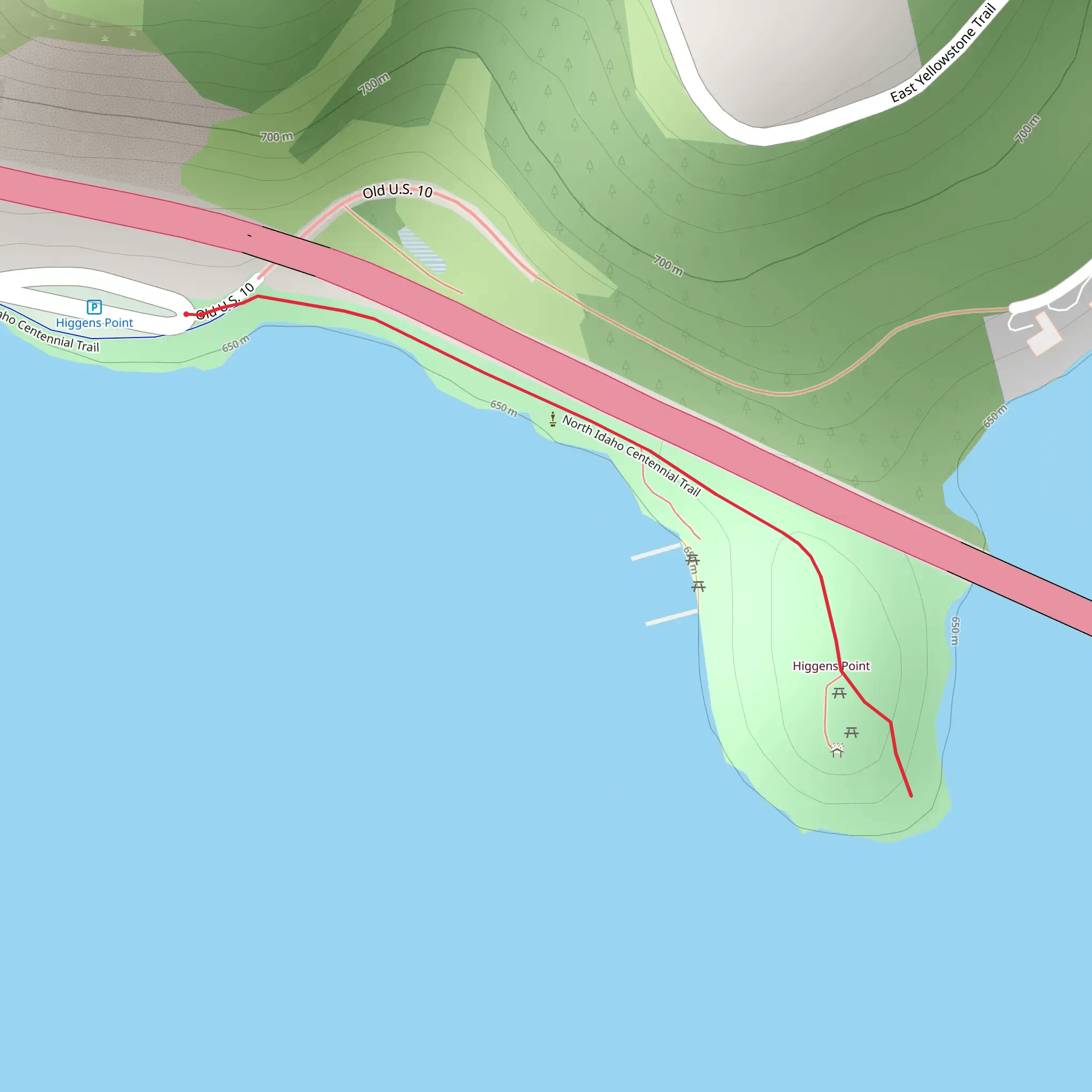 North Idaho Centennial Trail - Wolf Lodge Bay mobile static map