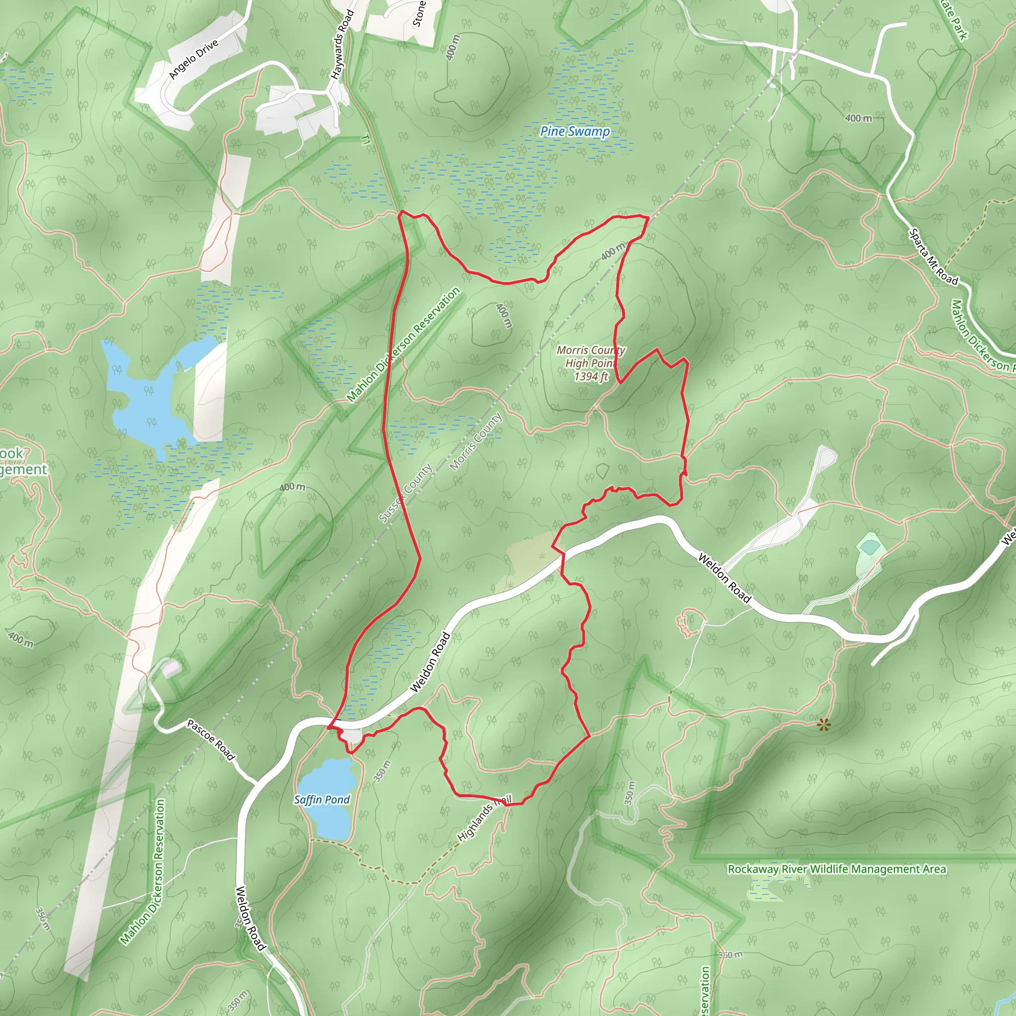 Green, White and Yellow Dot Loop Trail mobile static map