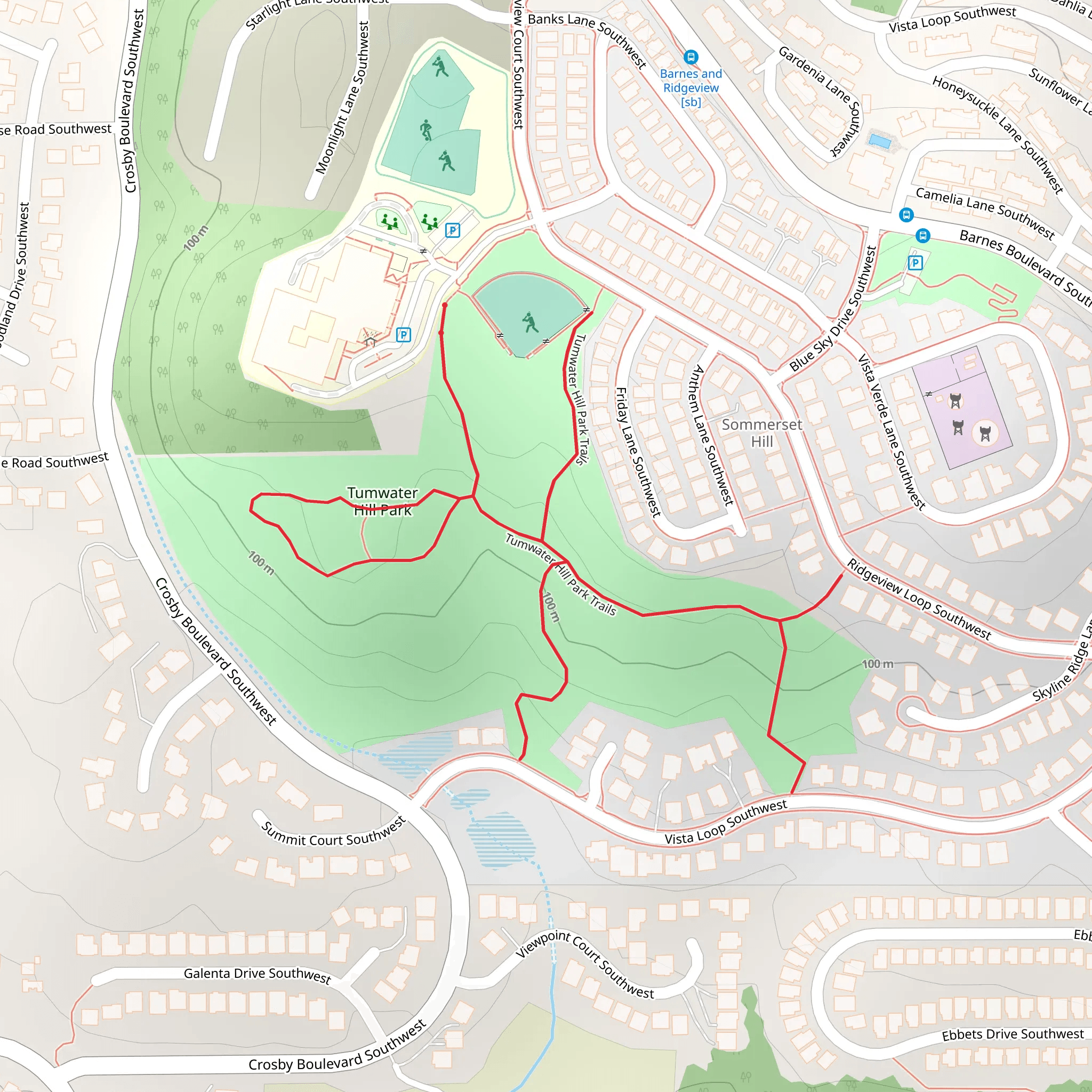 Tumwater Hill Park Trail mobile static map