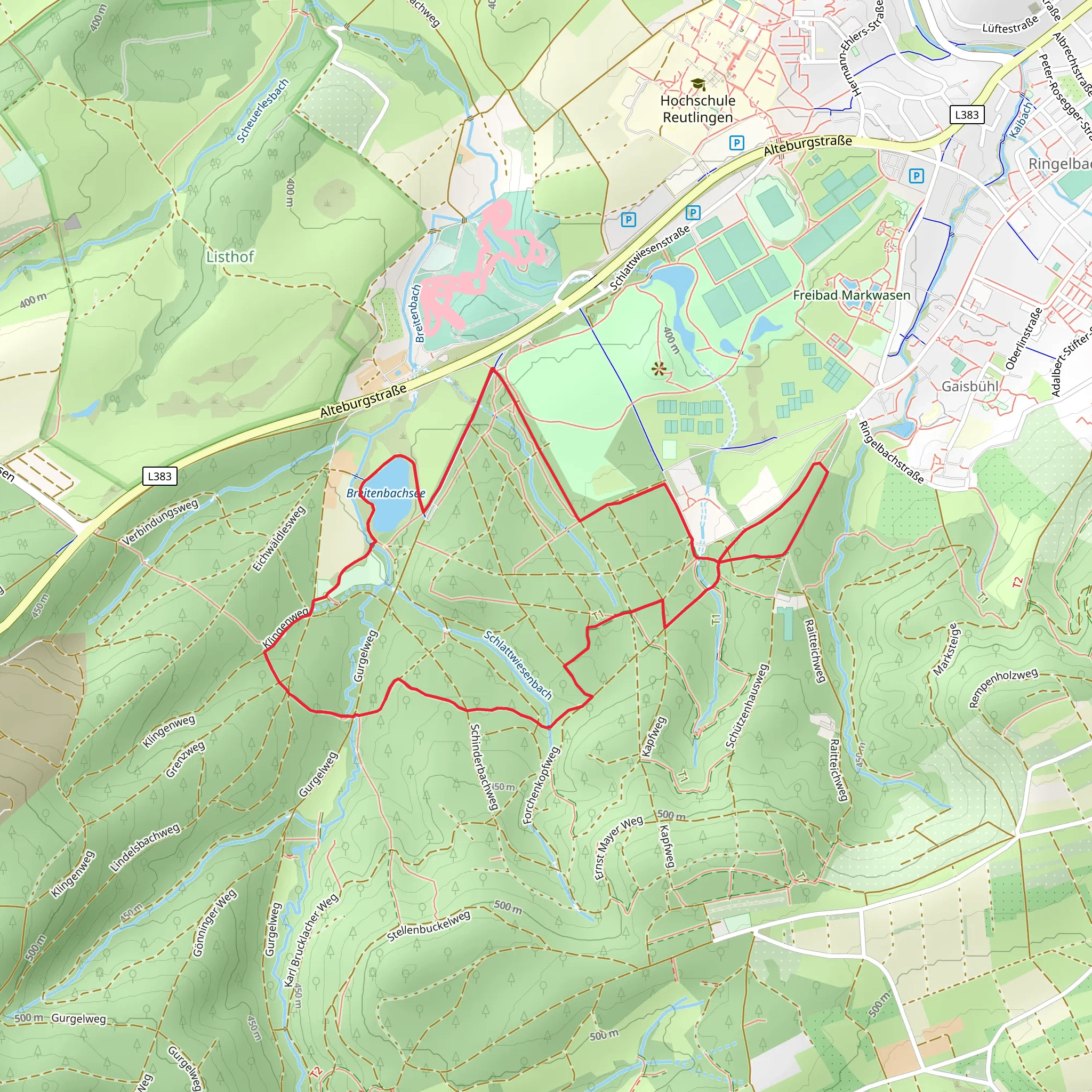 Hohlichterrainstraße Loop via Breitenbachsee mobile static map
