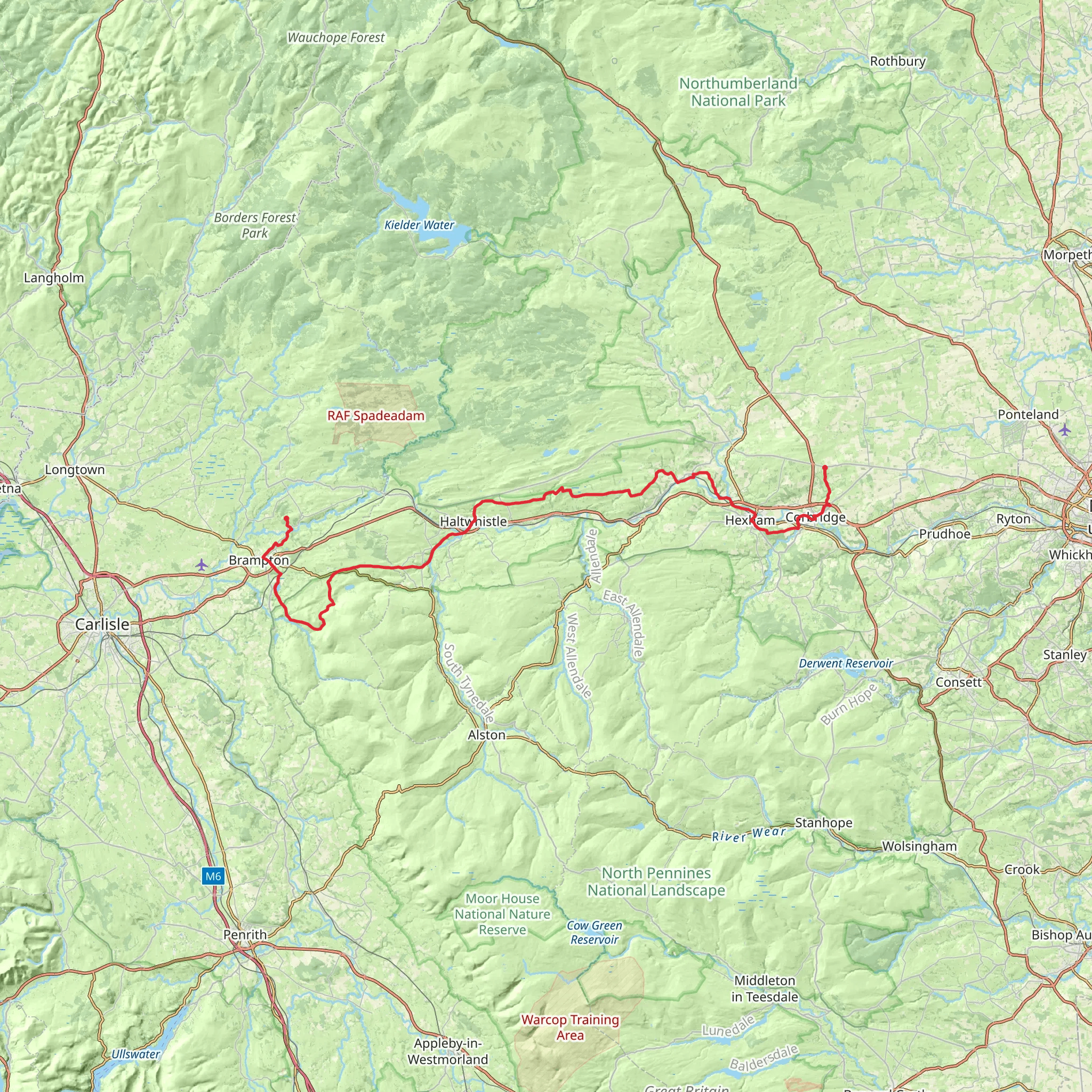 Haytongate to Halton Chesters Walk mobile static map