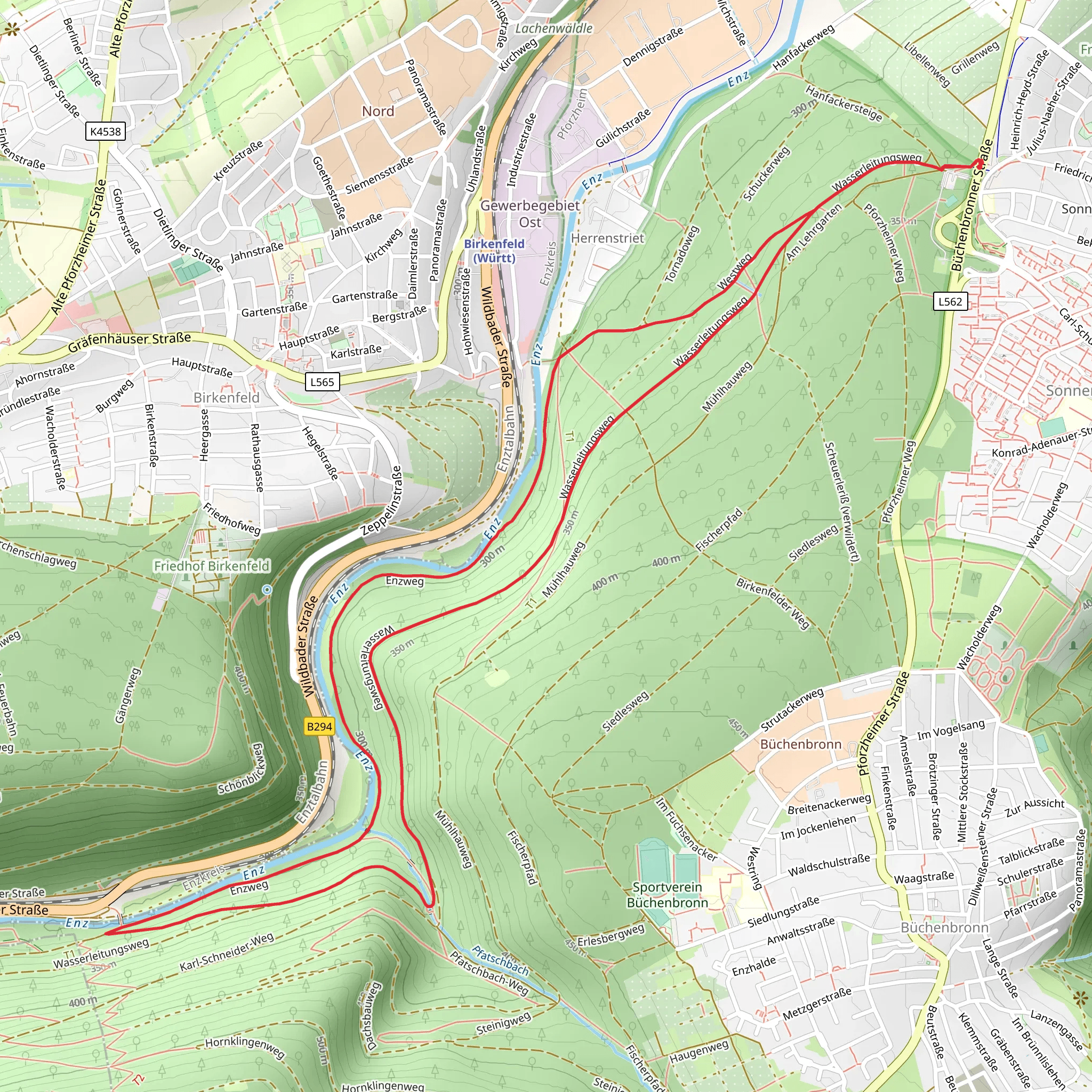 Wasserleitungsweg, Enzwegand Westweg Loop mobile static map