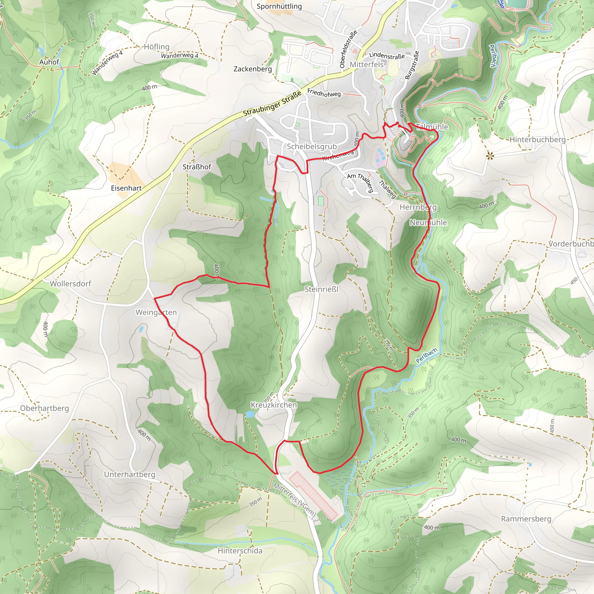 Weingartenweg Variante A and B mobile static map