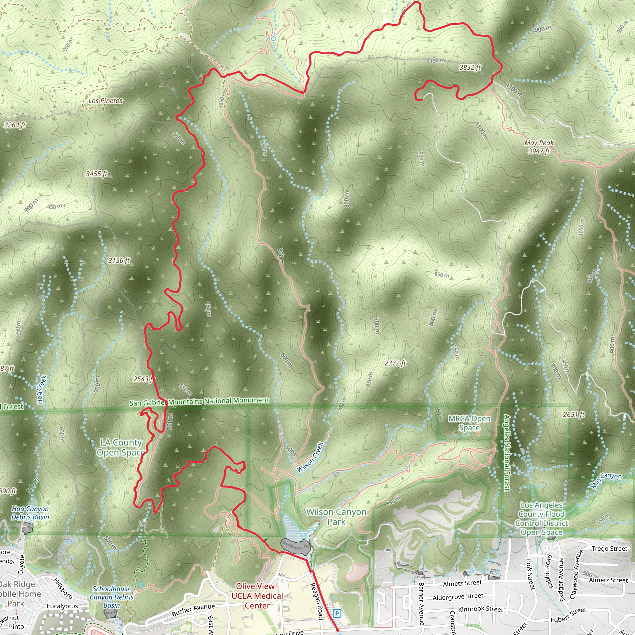 May Canyon Saddle via Los Pinetos Trail mobile static map