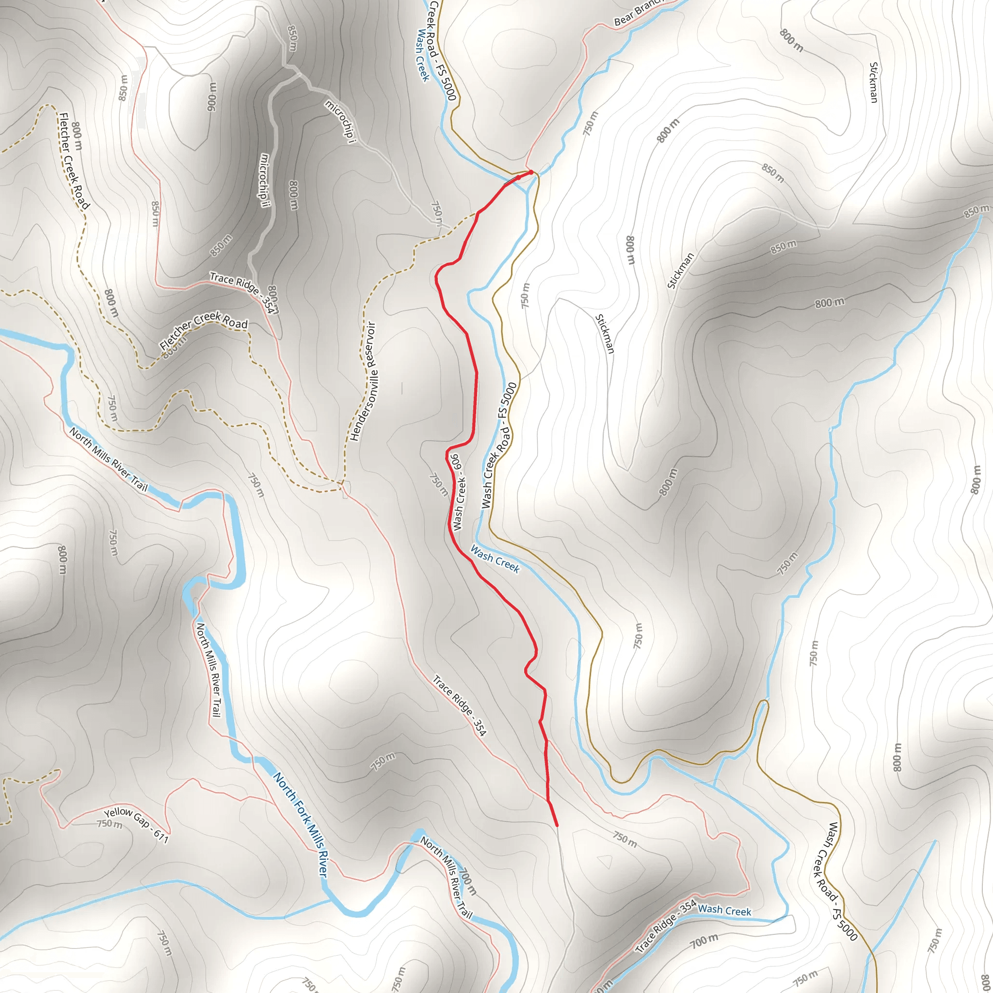 Wash Creek Trail mobile static map