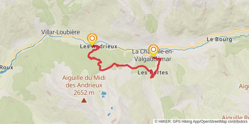 GR 54 - Tour of Oisans and Ecrins alt 2 Map