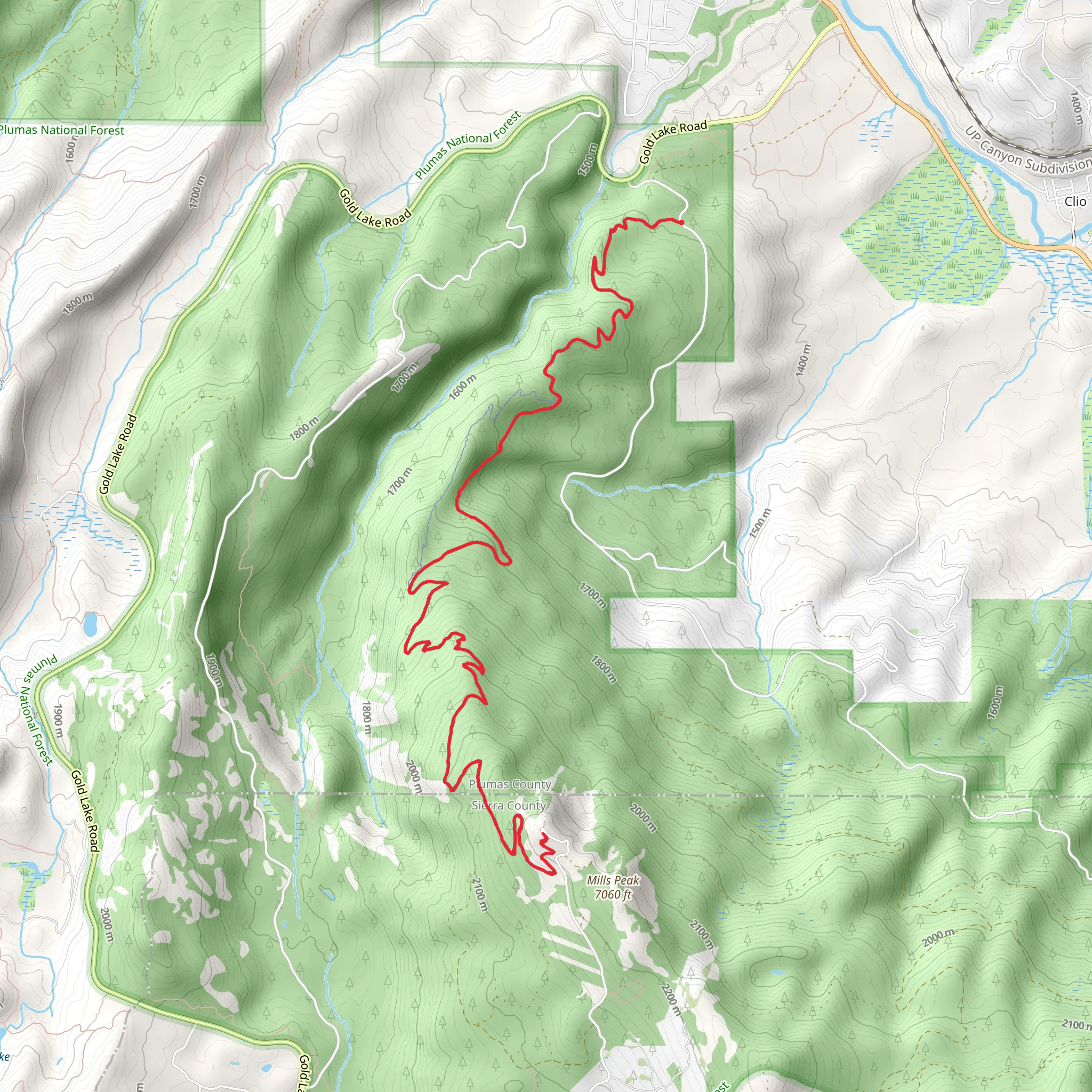 Mills Peak Trail mobile static map