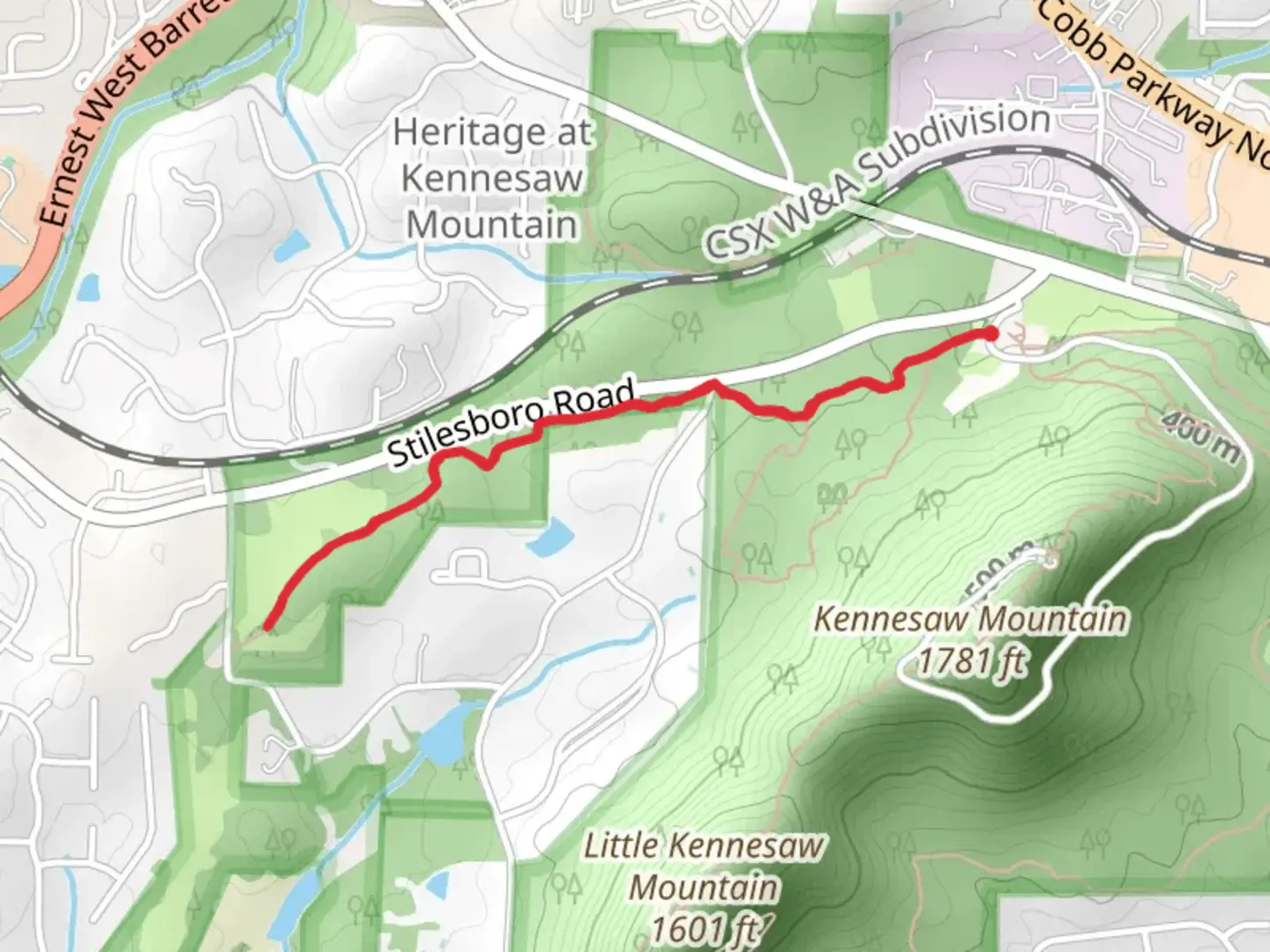 An image depicting the trail Environmental and 24 Gun Battery Trail and its surrounding area.