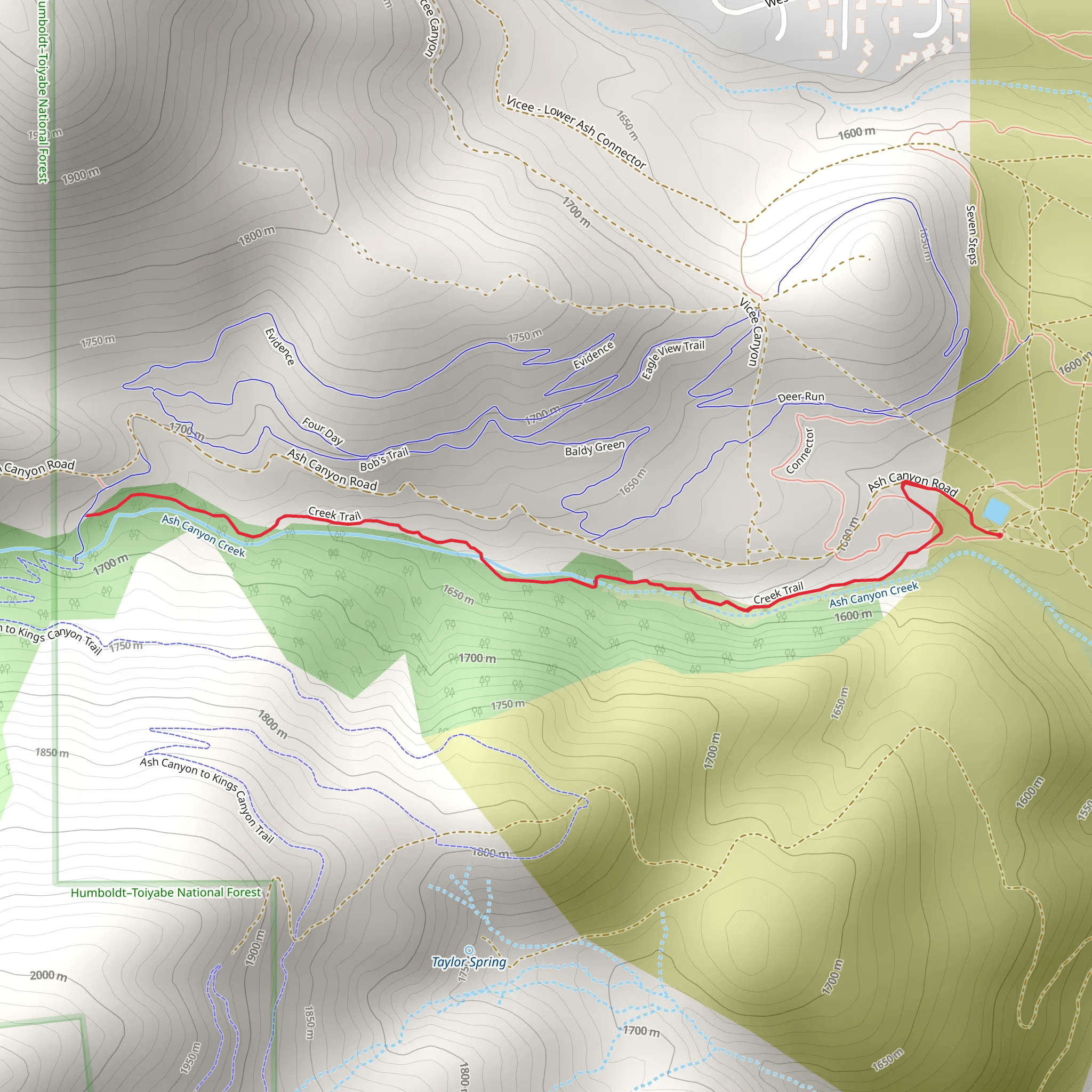 Creek Trail from Ash Canyon Road mobile static map