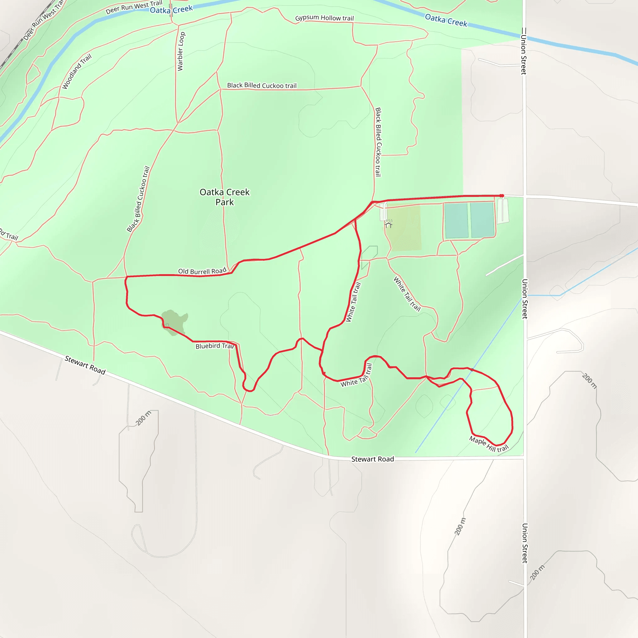 Old Burrell Road, Bluebird Trail and White Tail Loop mobile static map