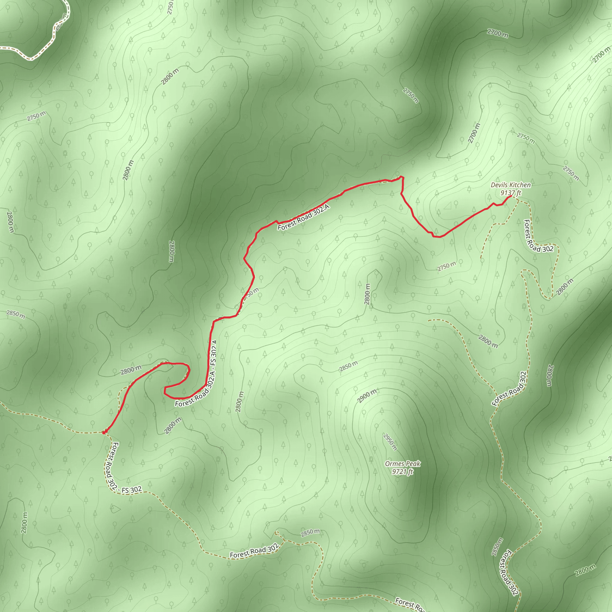 Devil's Kitchen Trail mobile static map