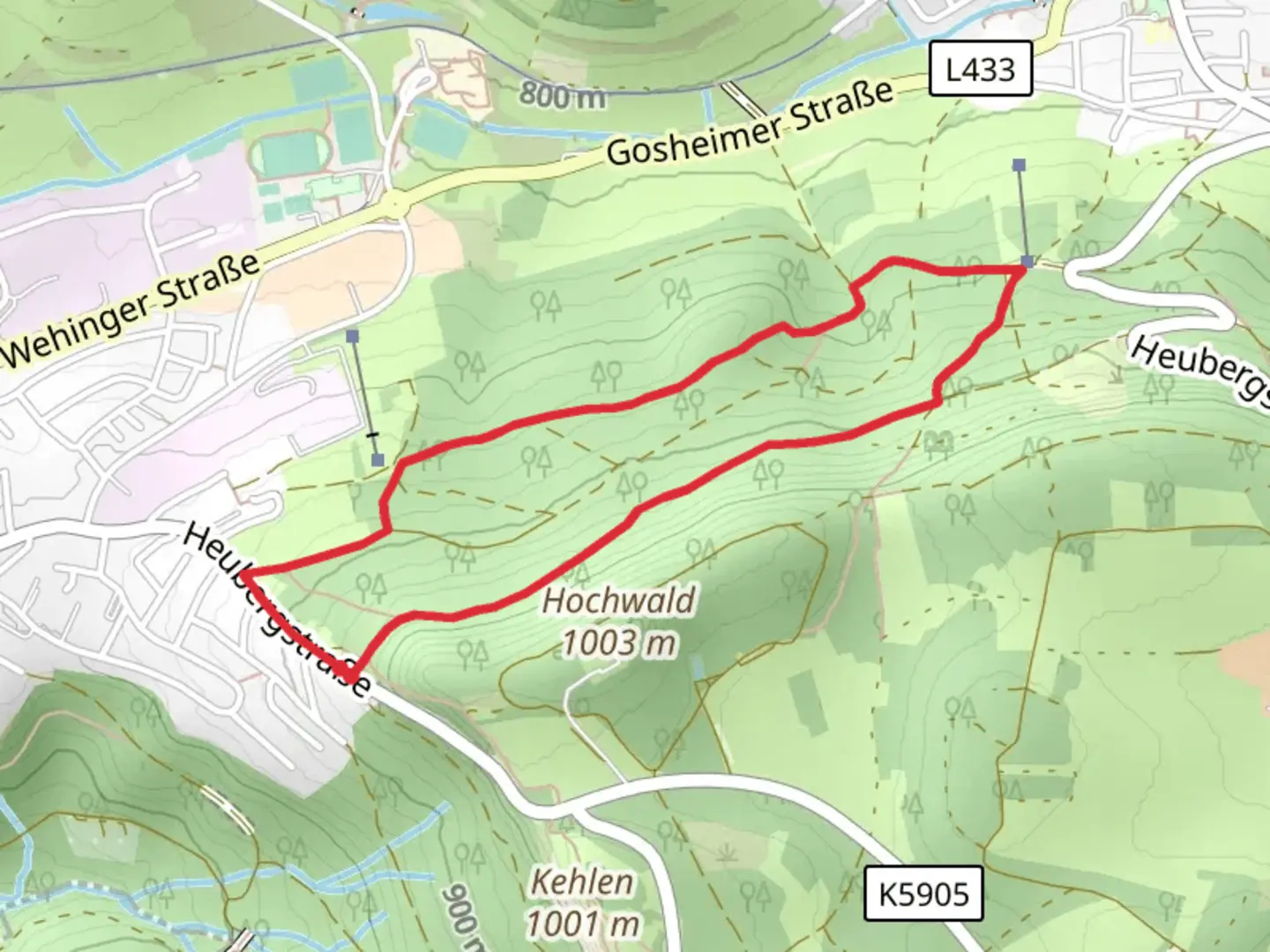 An image depicting the trail Donauberglandweg and Gosheim Loop and its surrounding area.