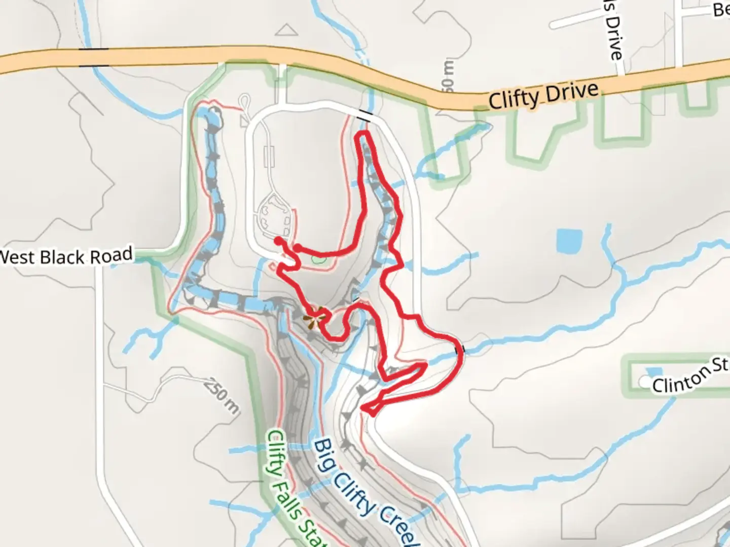 An image depicting the trail Little Clifty Creek and Trail 7 Loop and its surrounding area.