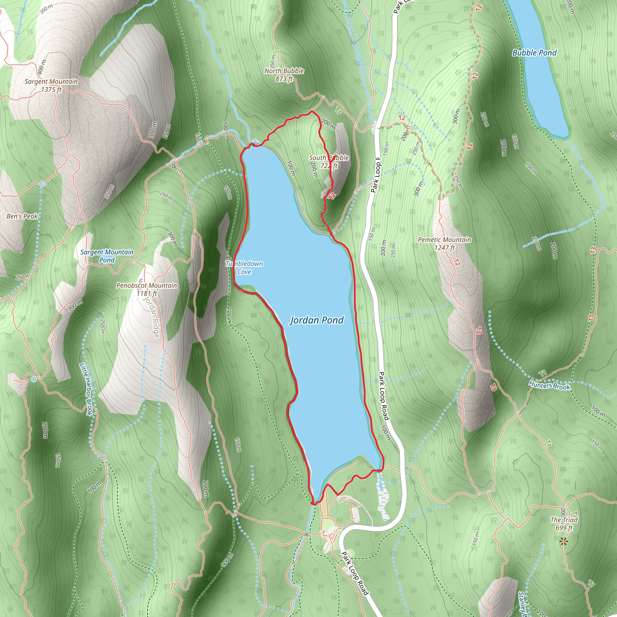 Jordan Pond Loop mobile static map