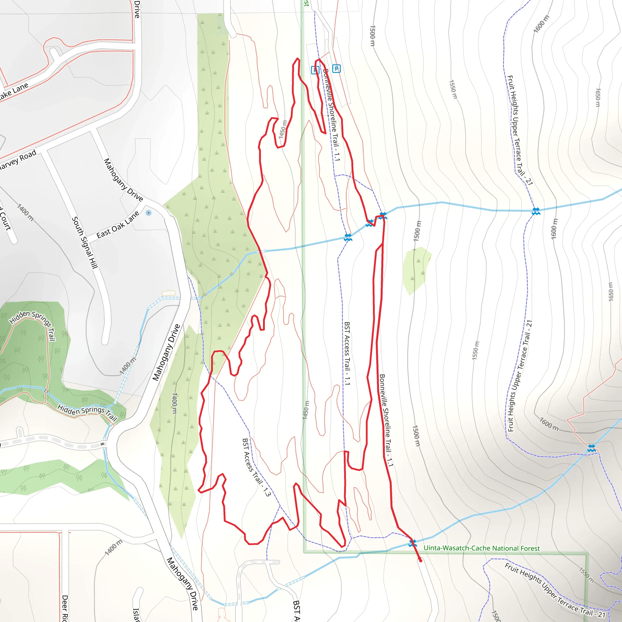 Bonneville Shoreline Trail Loop mobile static map
