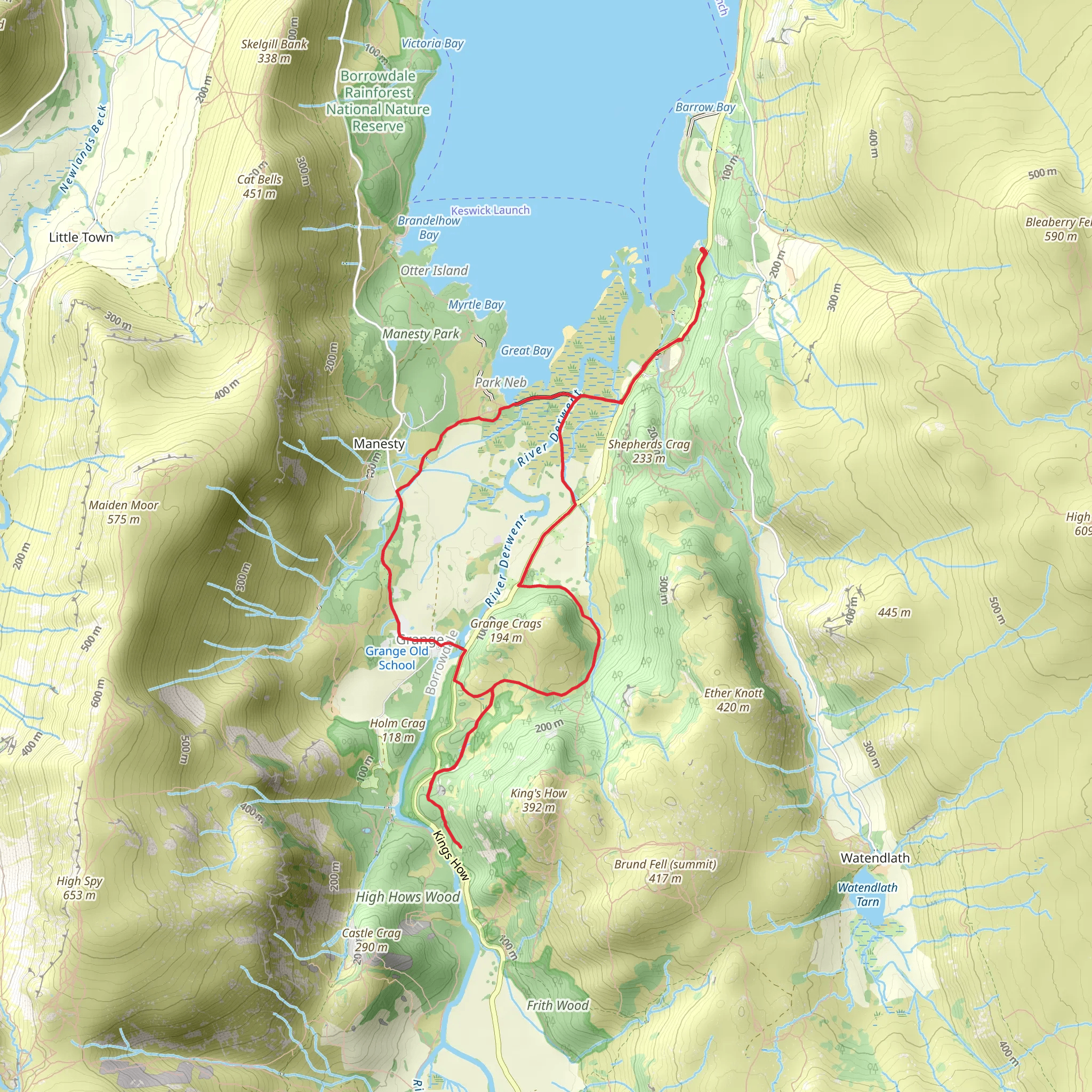 Grange Crags, Bowder Stone and Great Bay Loop mobile static map