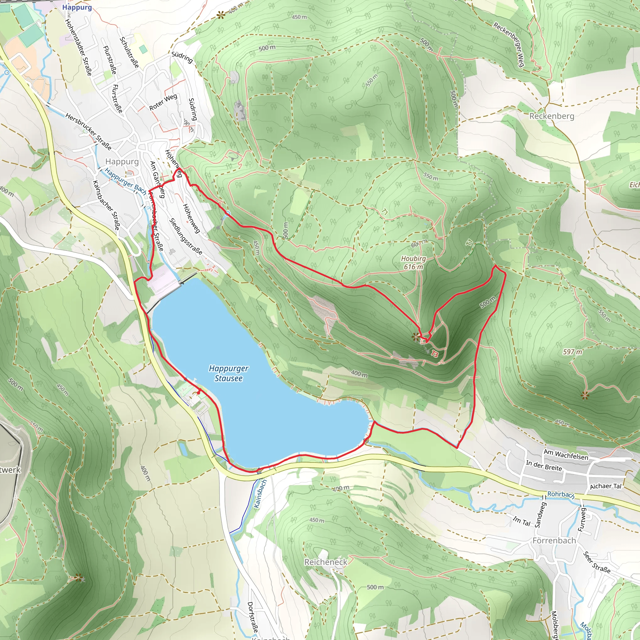 Happurger Stausee and Hohler Fels Loop mobile static map