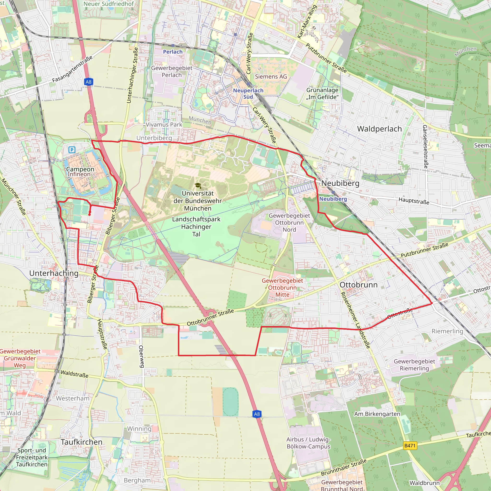 Landschaftspark Hachinger Tal Loop - Neubiberg mobile static map