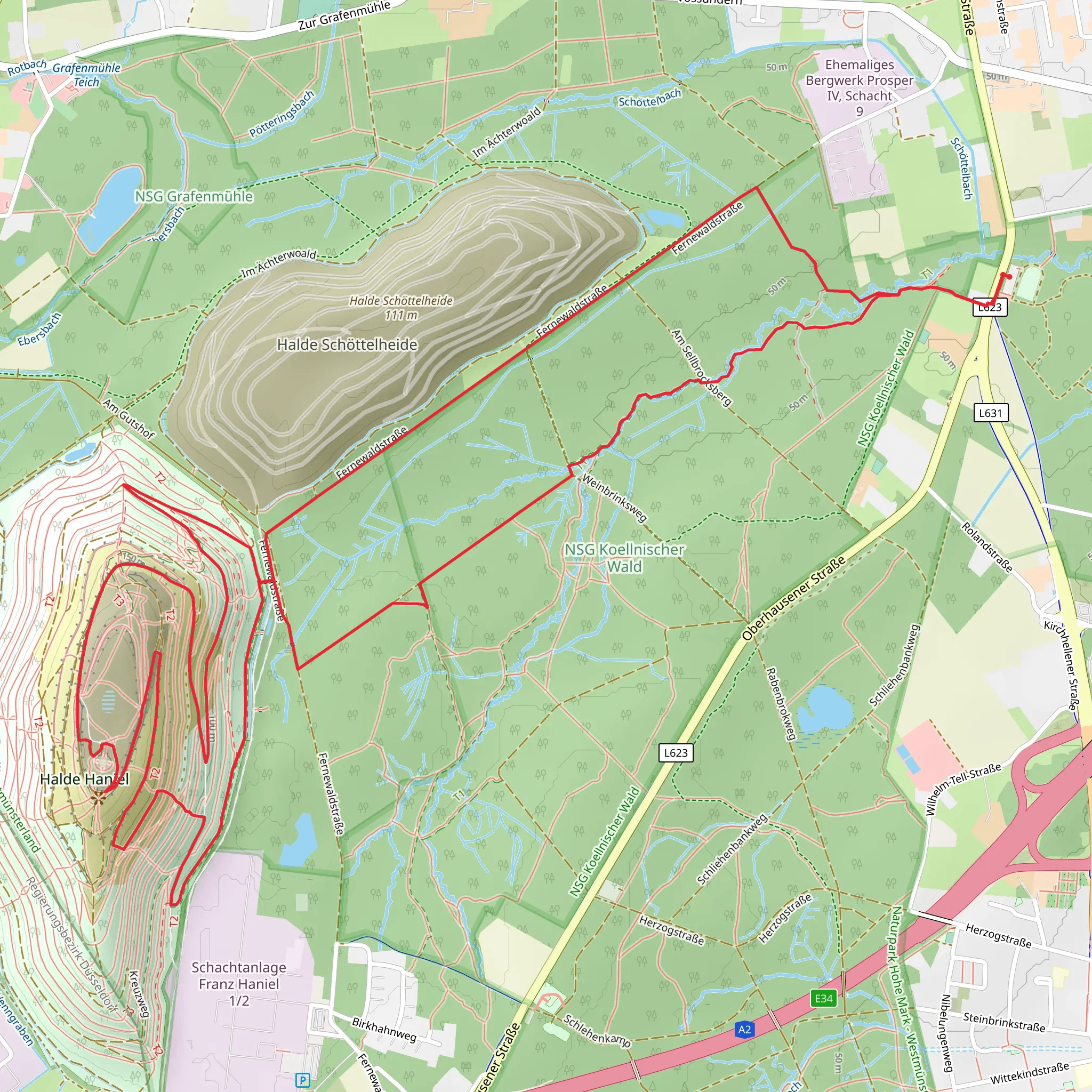 Halde Haniel via Grafenmuehle Rundweg mobile static map