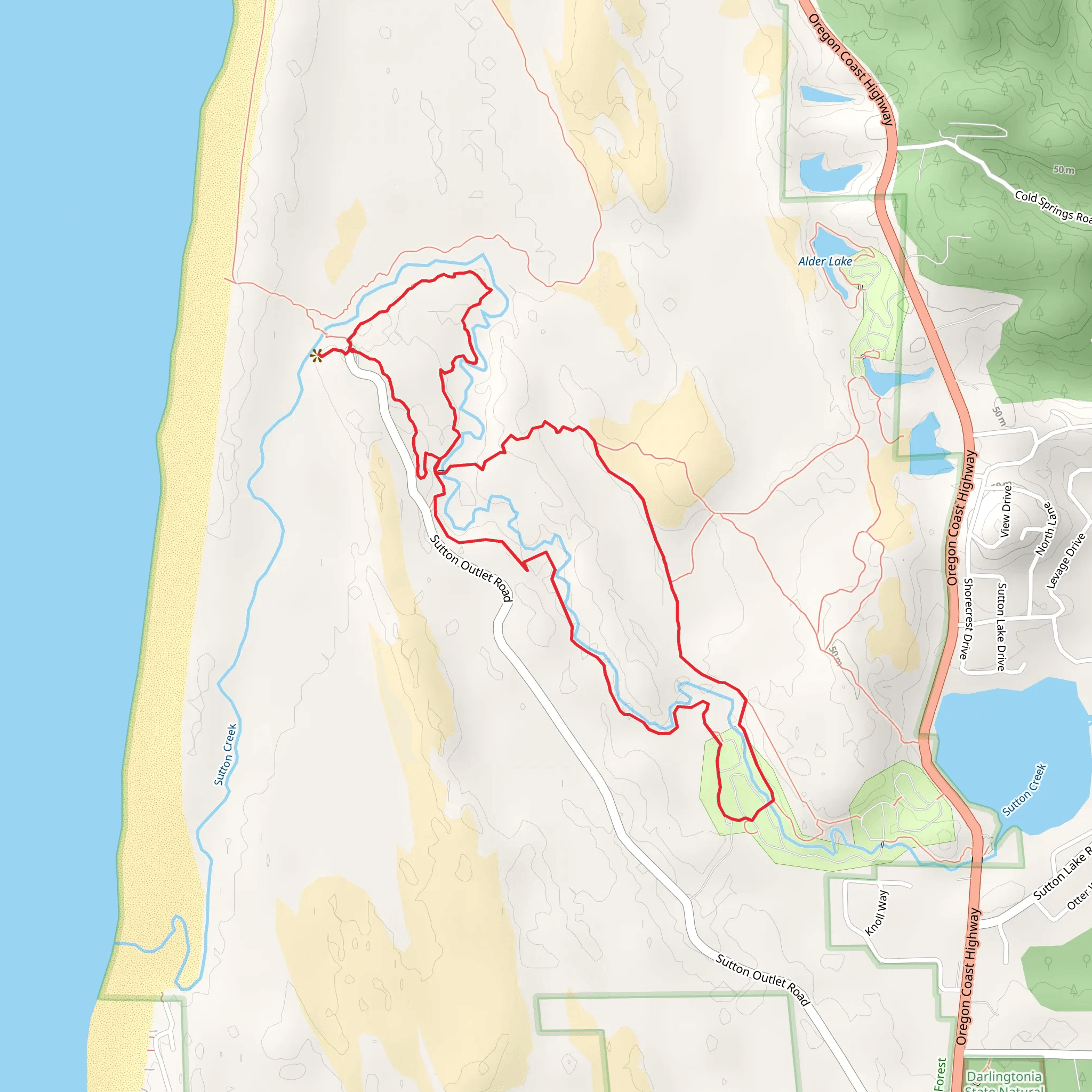 Sutton Beach Dunes Loop Trail mobile static map