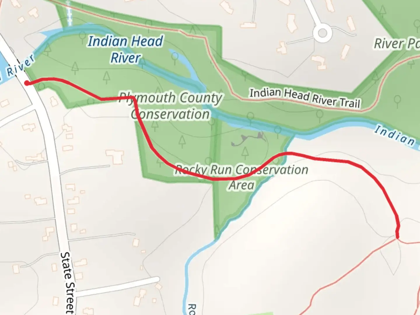 An image depicting the trail Indian Head River Trail via State Street and its surrounding area.
