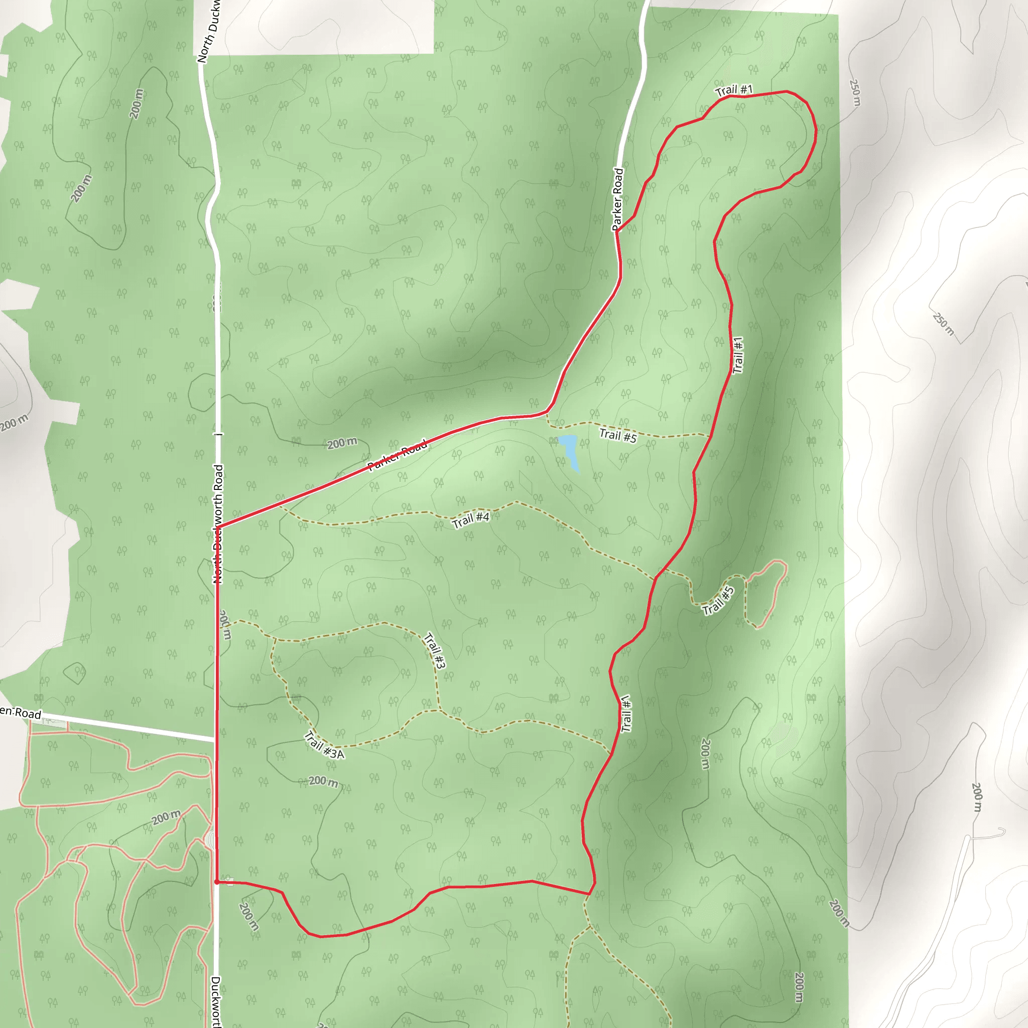 Trail 1 and Parker Road Loop mobile static map