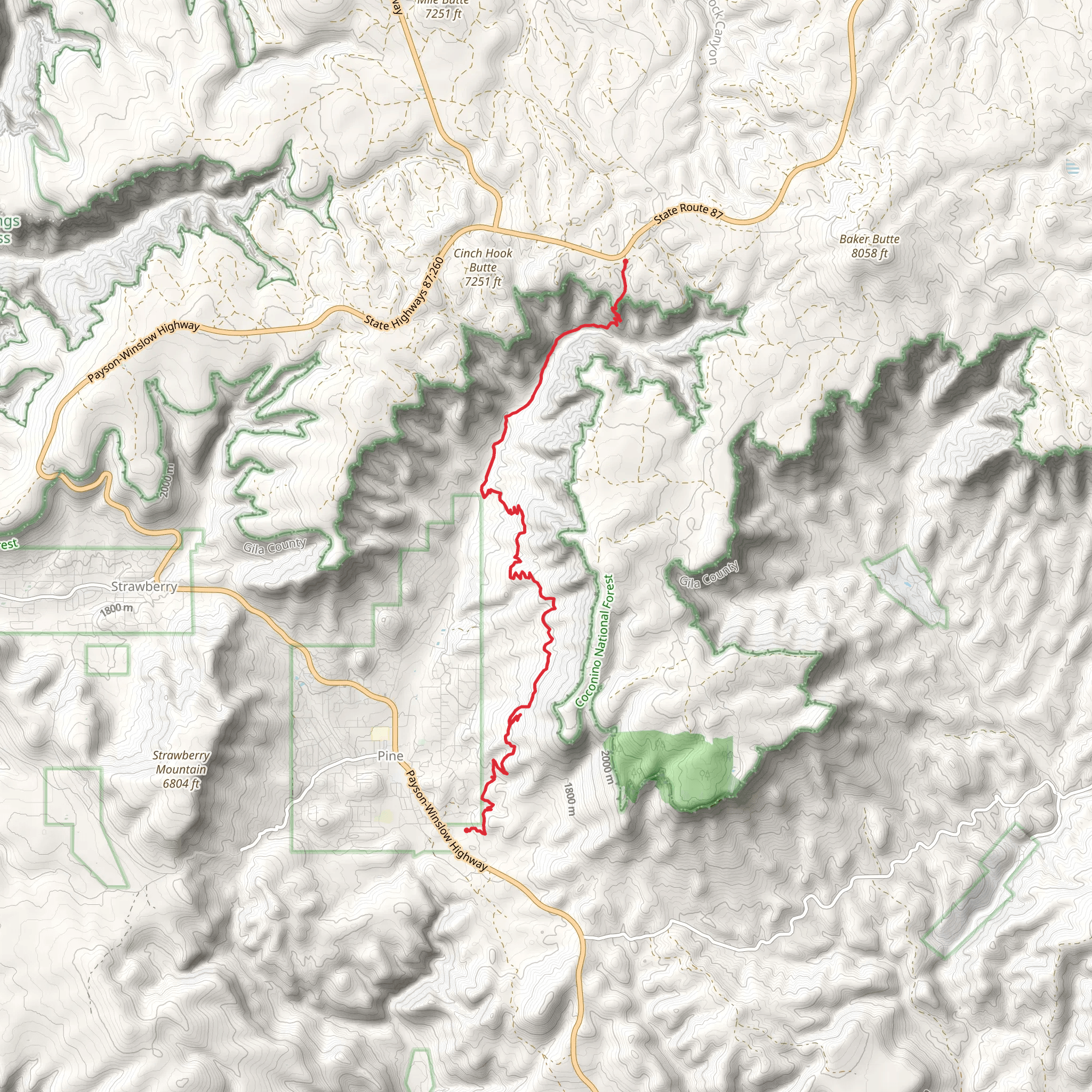 Pine Canyon Trail mobile static map