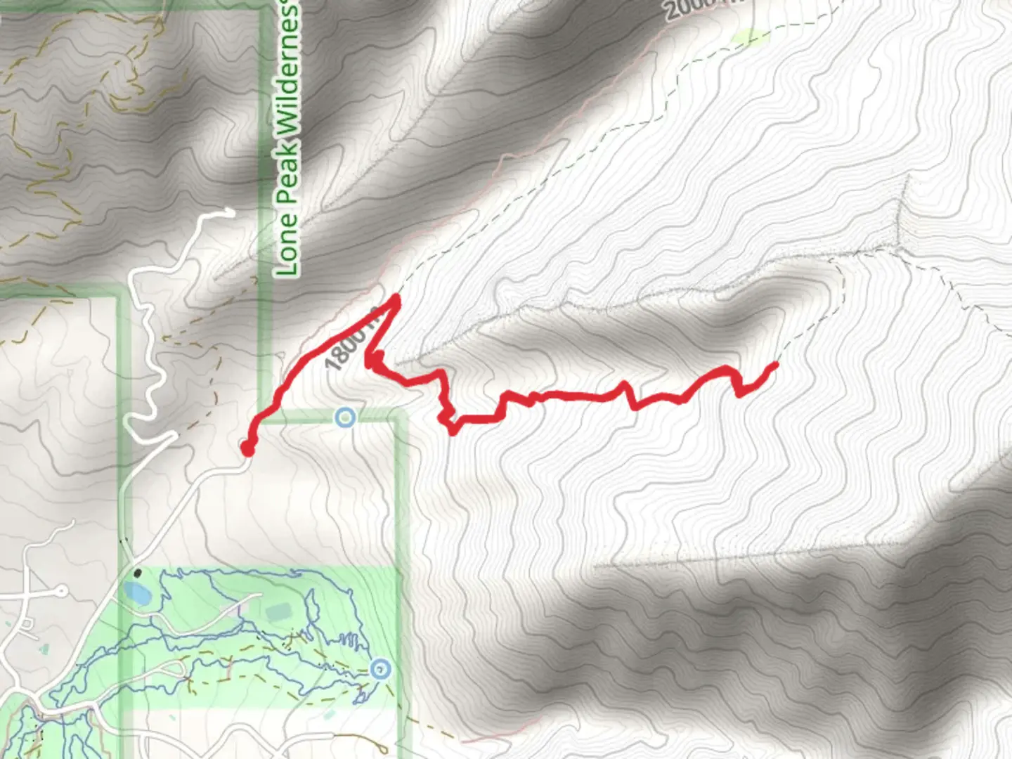 An image depicting the trail Deer Creek-Dry Creek Trail and Phelps Canyon Trail and its surrounding area.