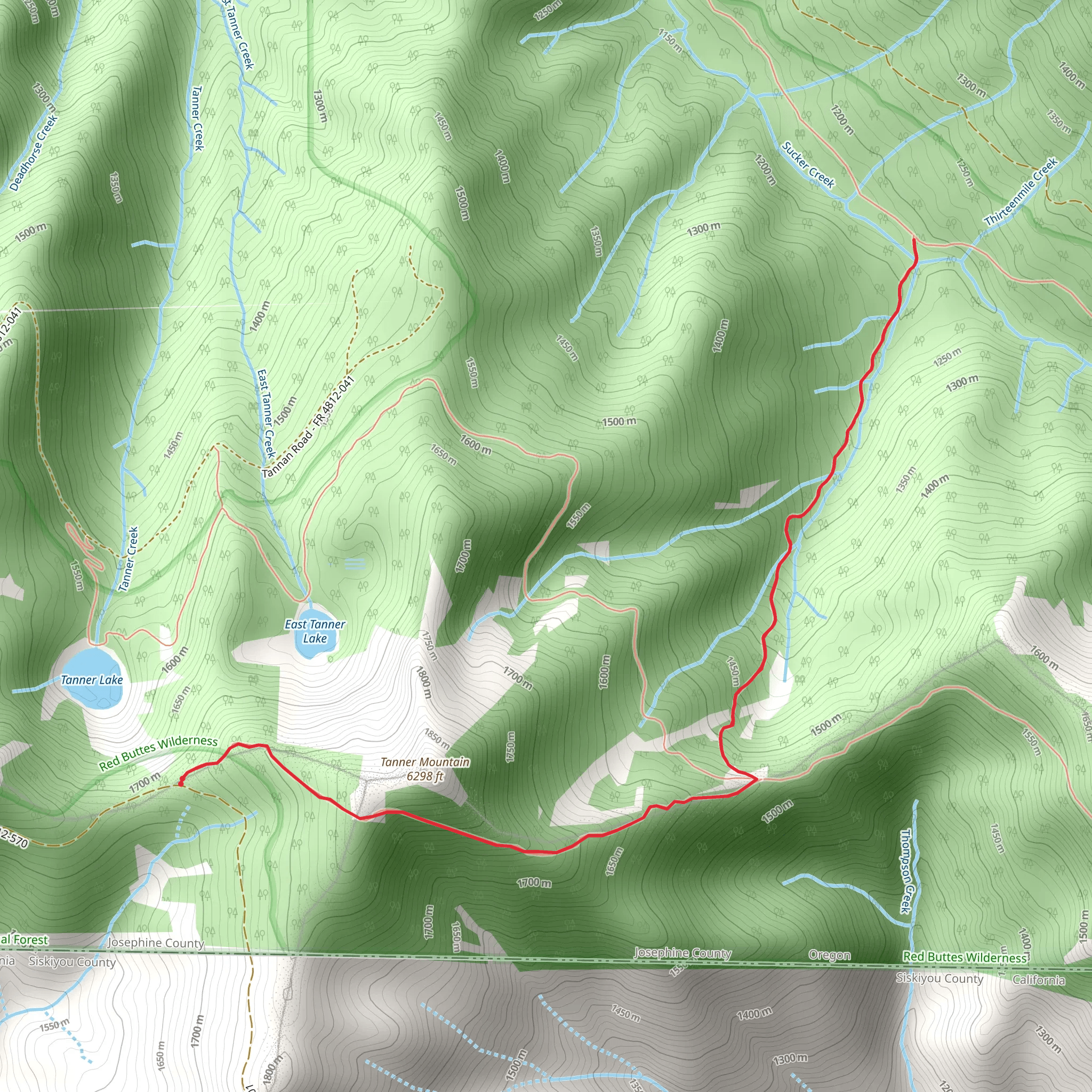 Fehley Gulch via Tanner Mountain and Boundary Trail mobile static map