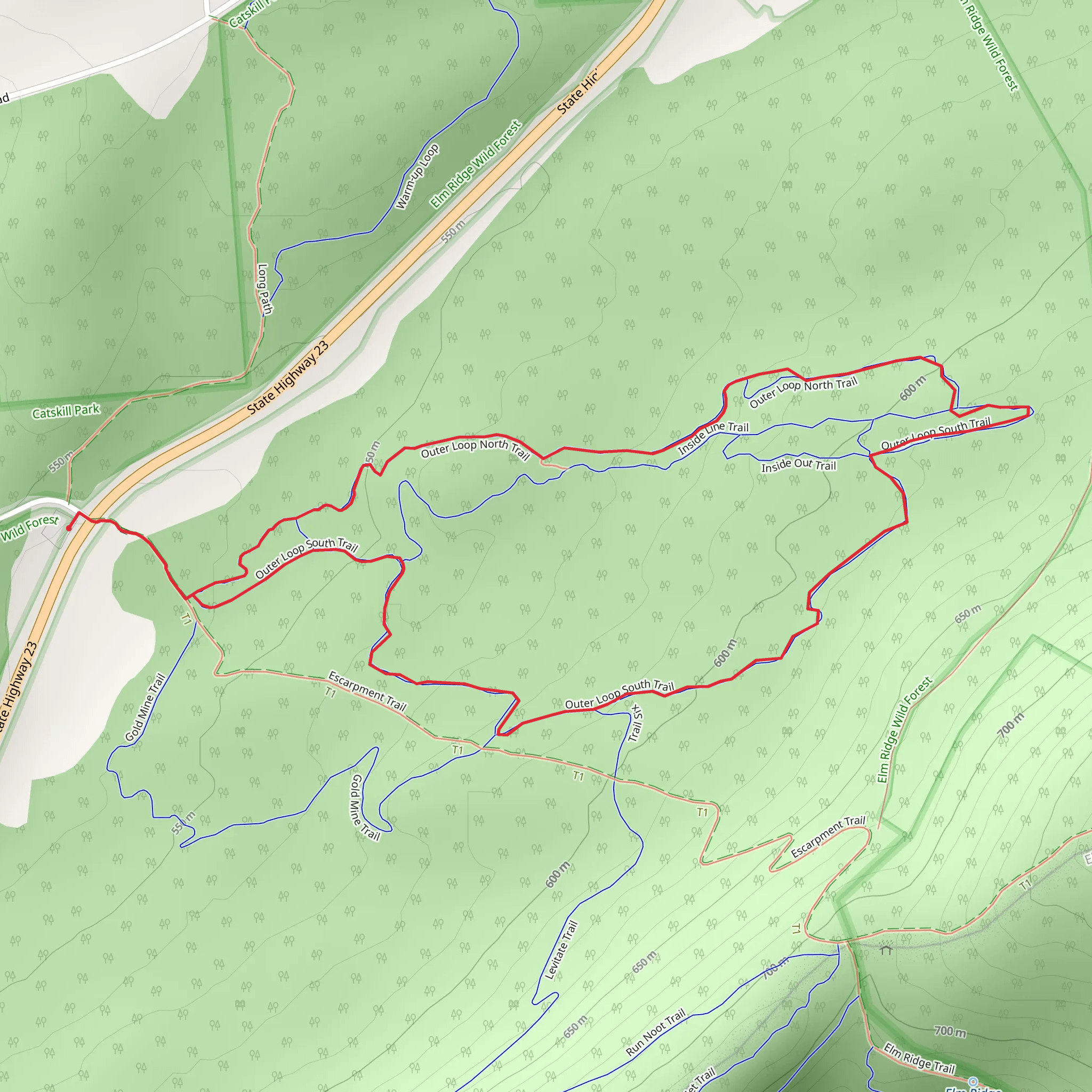 Outer North and South Loop via Escarpment Trail mobile static map