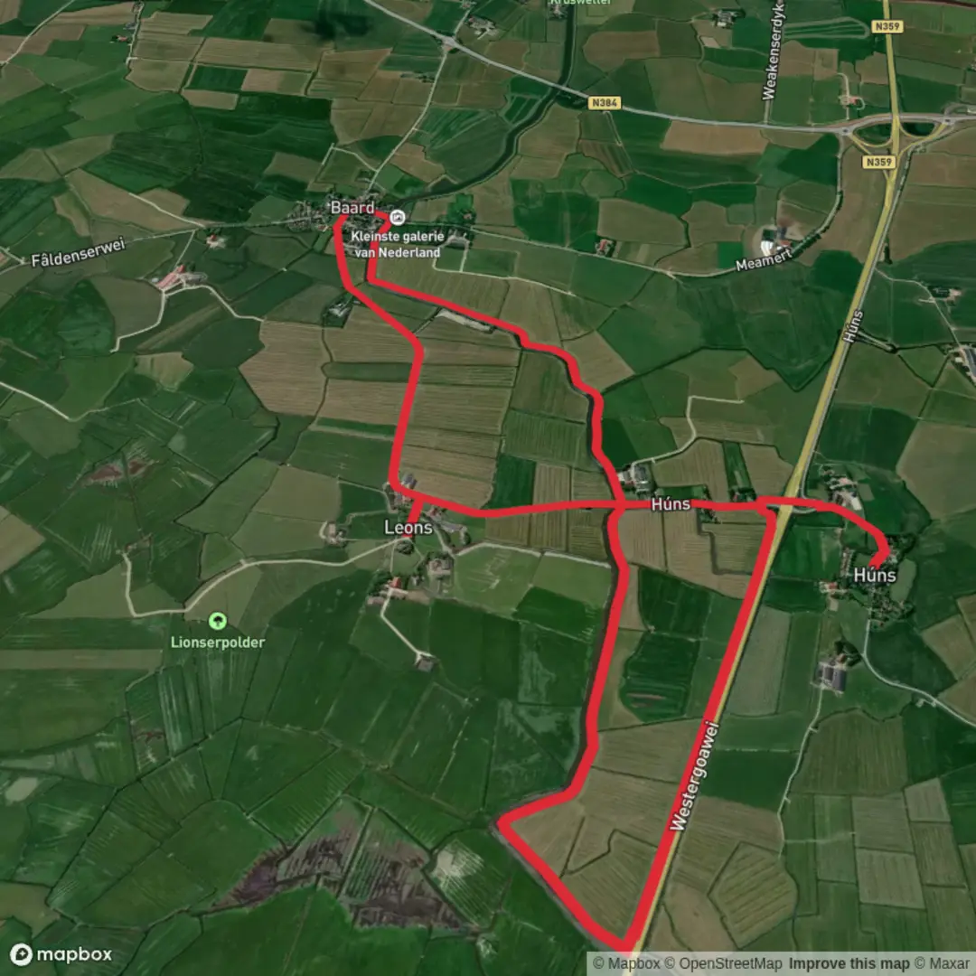 An image depicting the trail Boalserter Feart and Westergoawei Loop and its surrounding area.