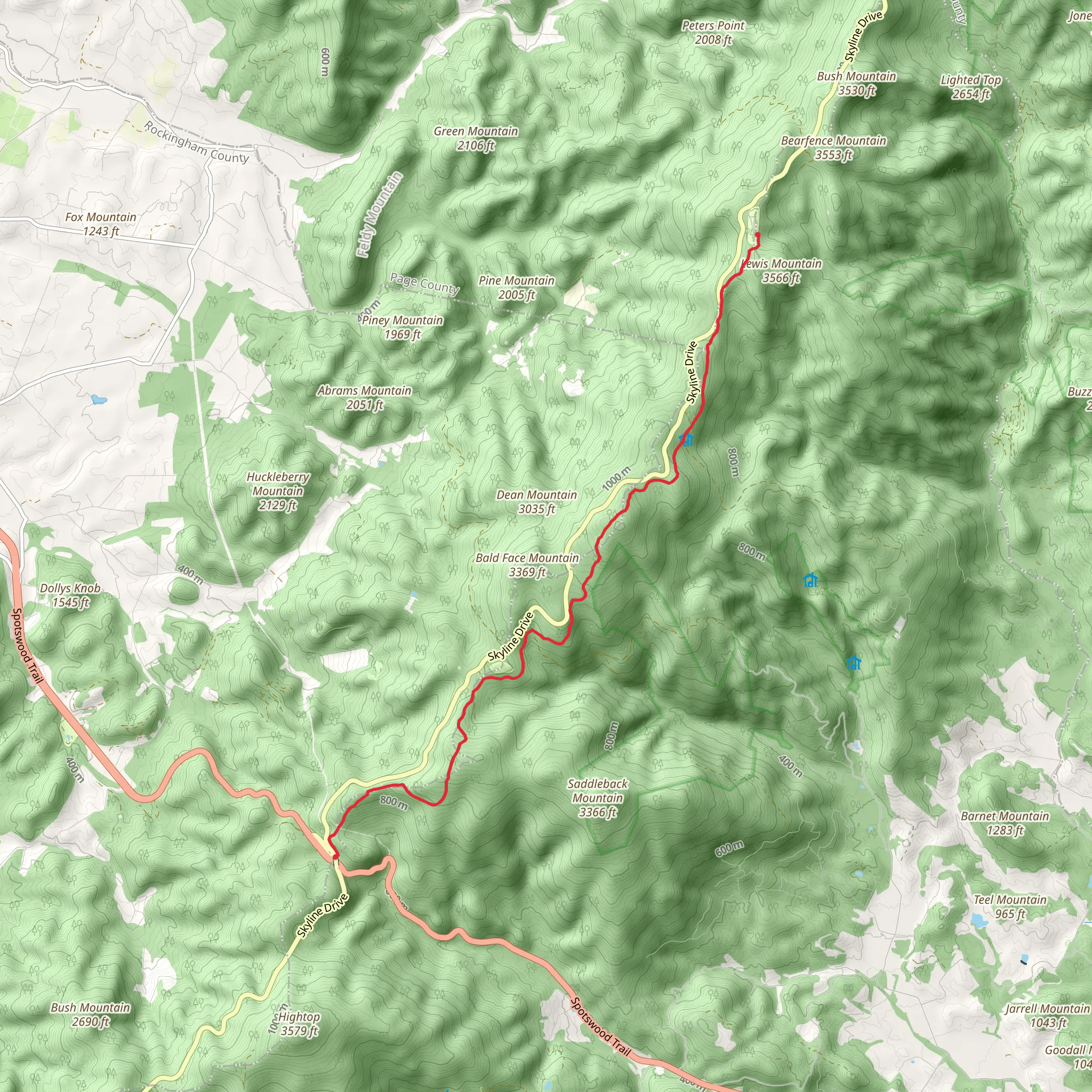 Appalachian Trail from Swift Run Gap mobile static map