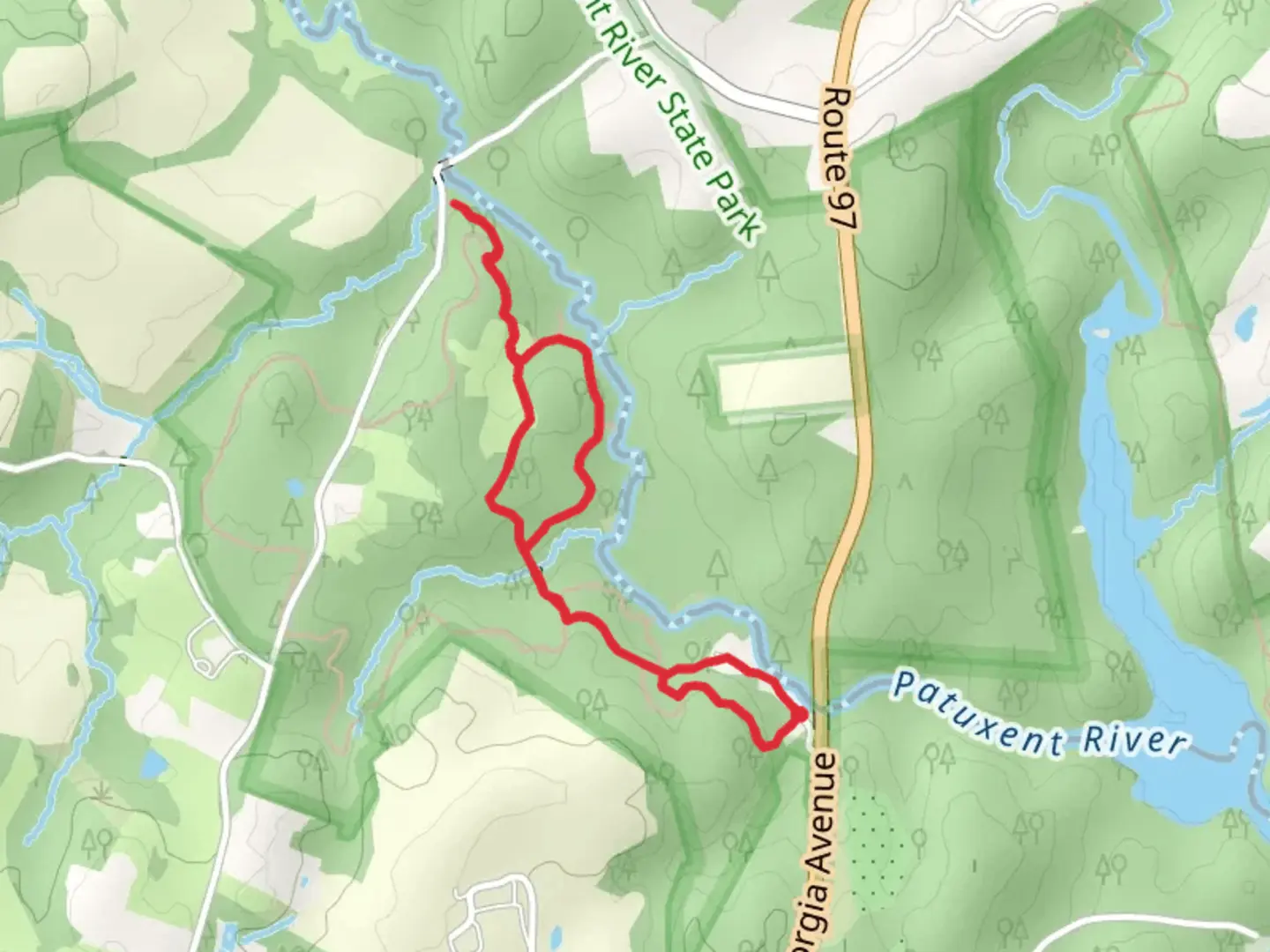 An image depicting the trail Flowing Free Loop Trail and its surrounding area.
