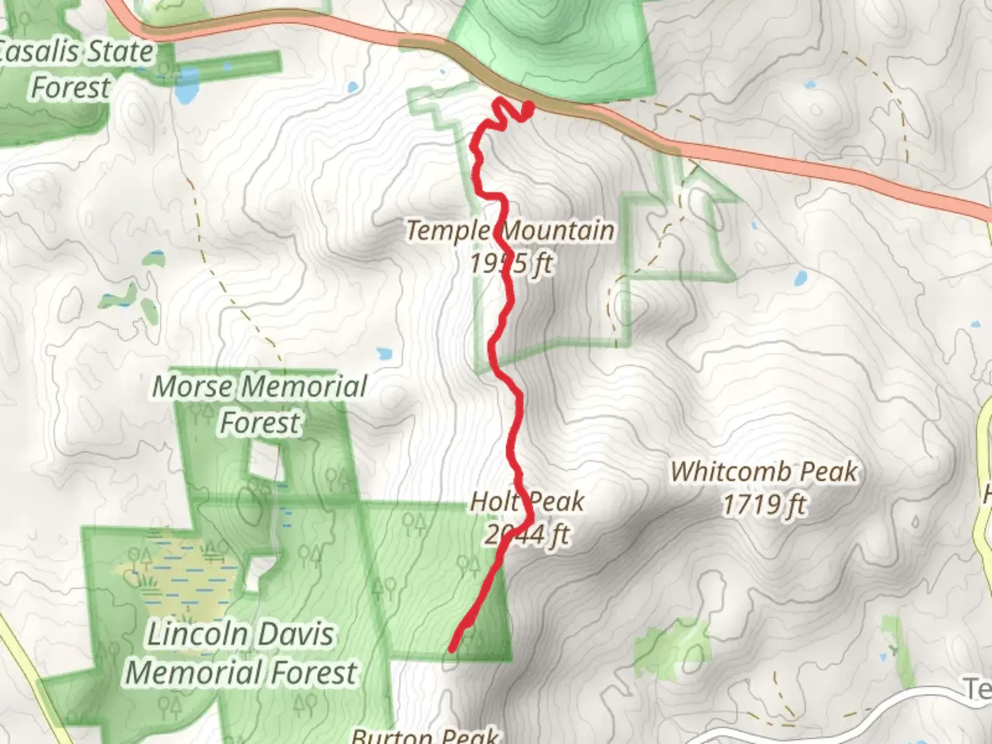 An image depicting the trail Cabot Memorial Forest Trail via Wapack Trail and its surrounding area.