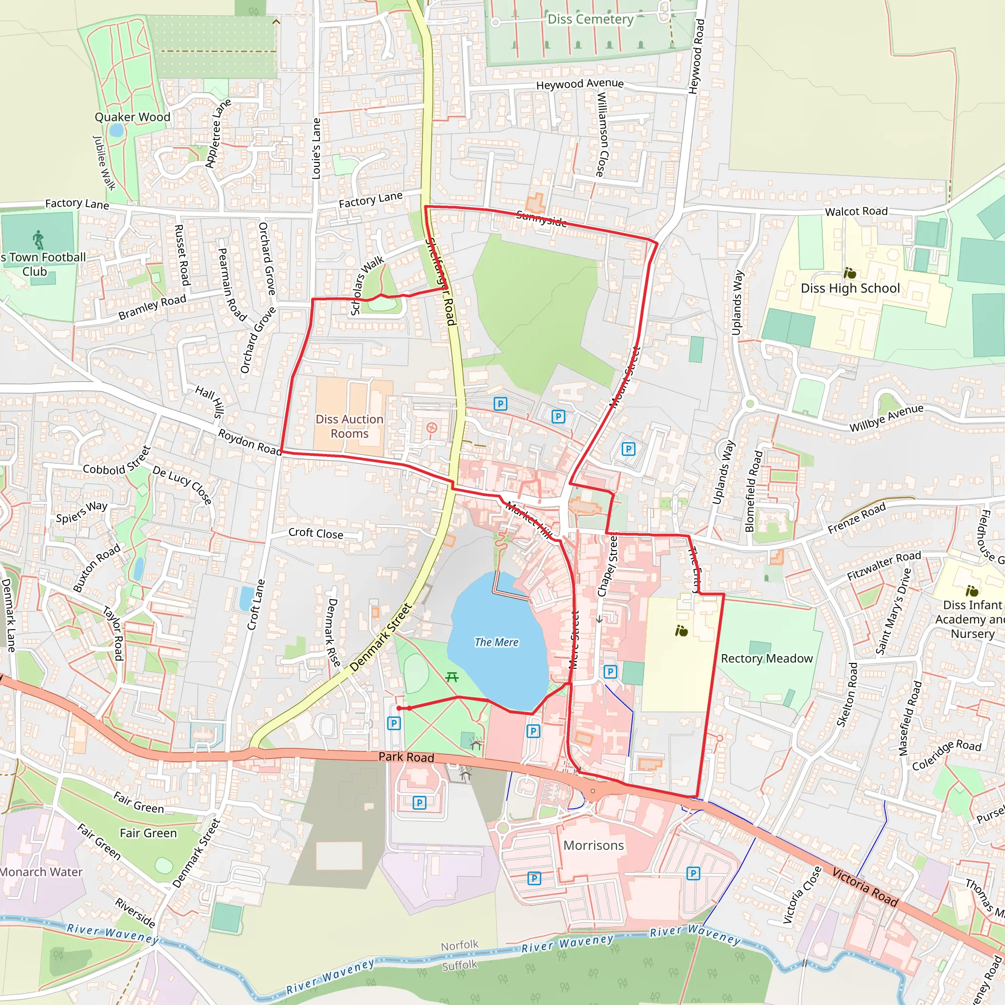 Diss Circular Walk mobile static map