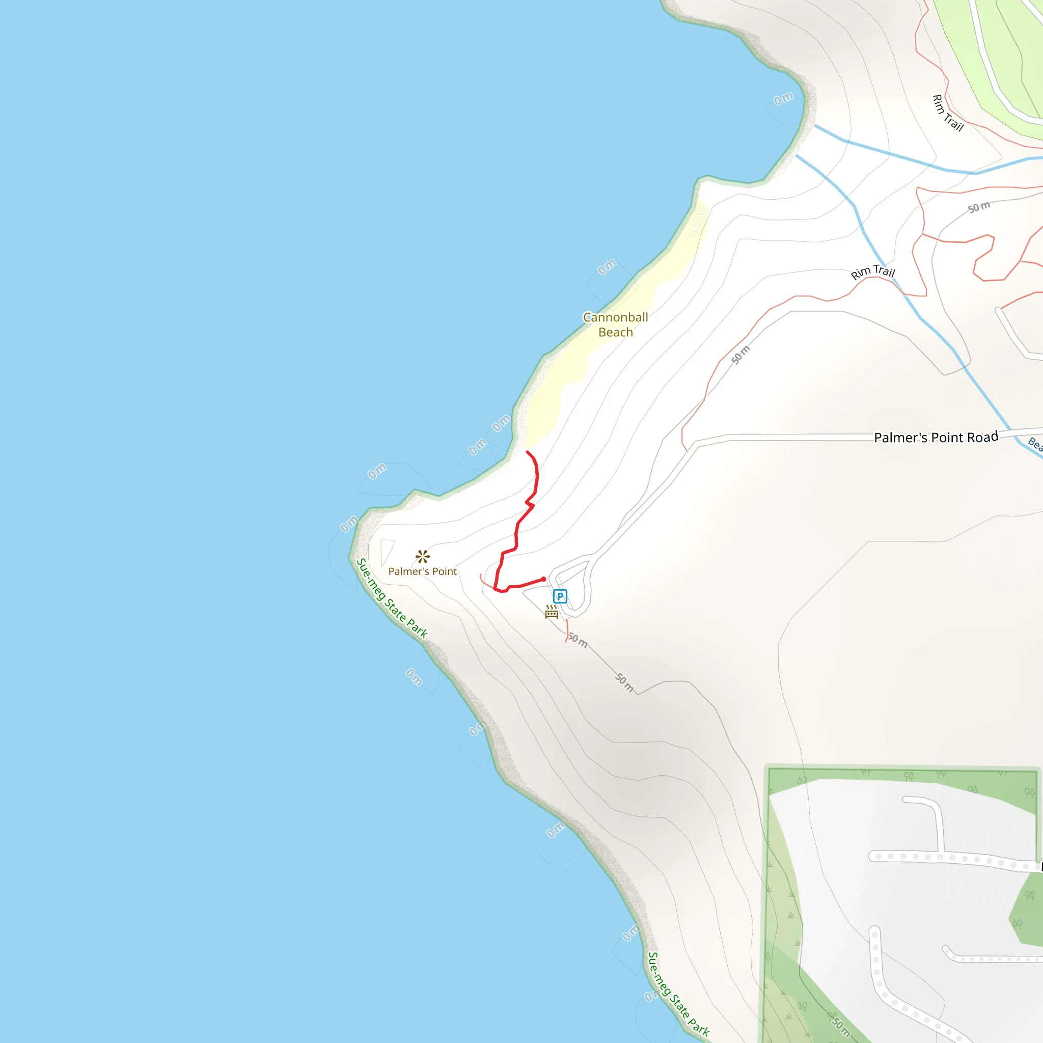 Palmer's Point Beach Trail mobile static map