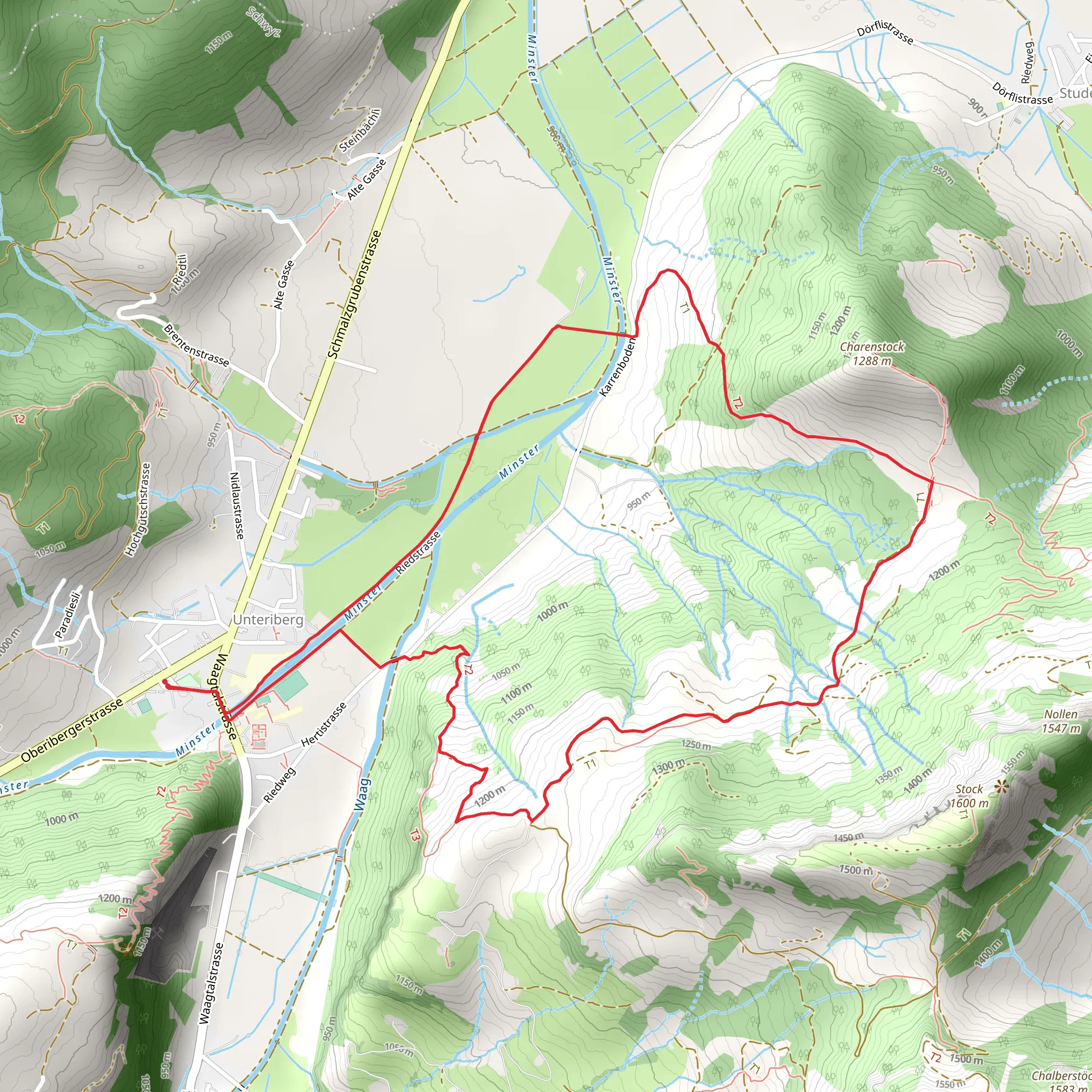 Rundwanderung Unteriberg - Hirsch-Breitplangg mobile static map