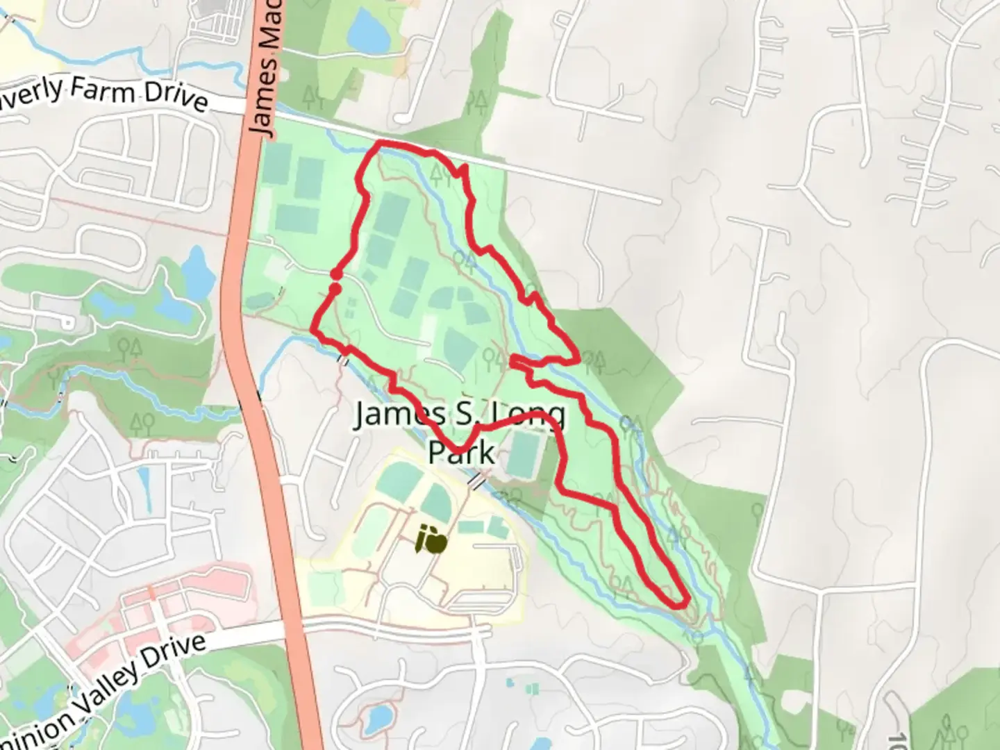 An image depicting the trail Rollercoaster, Ridgetop and Salamander Loop Trail and its surrounding area.