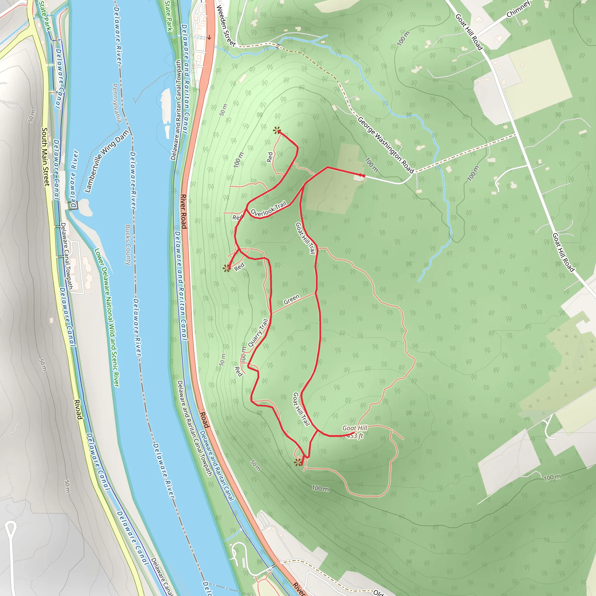 Goat Hill and Red Overlook Loop Trail mobile static map