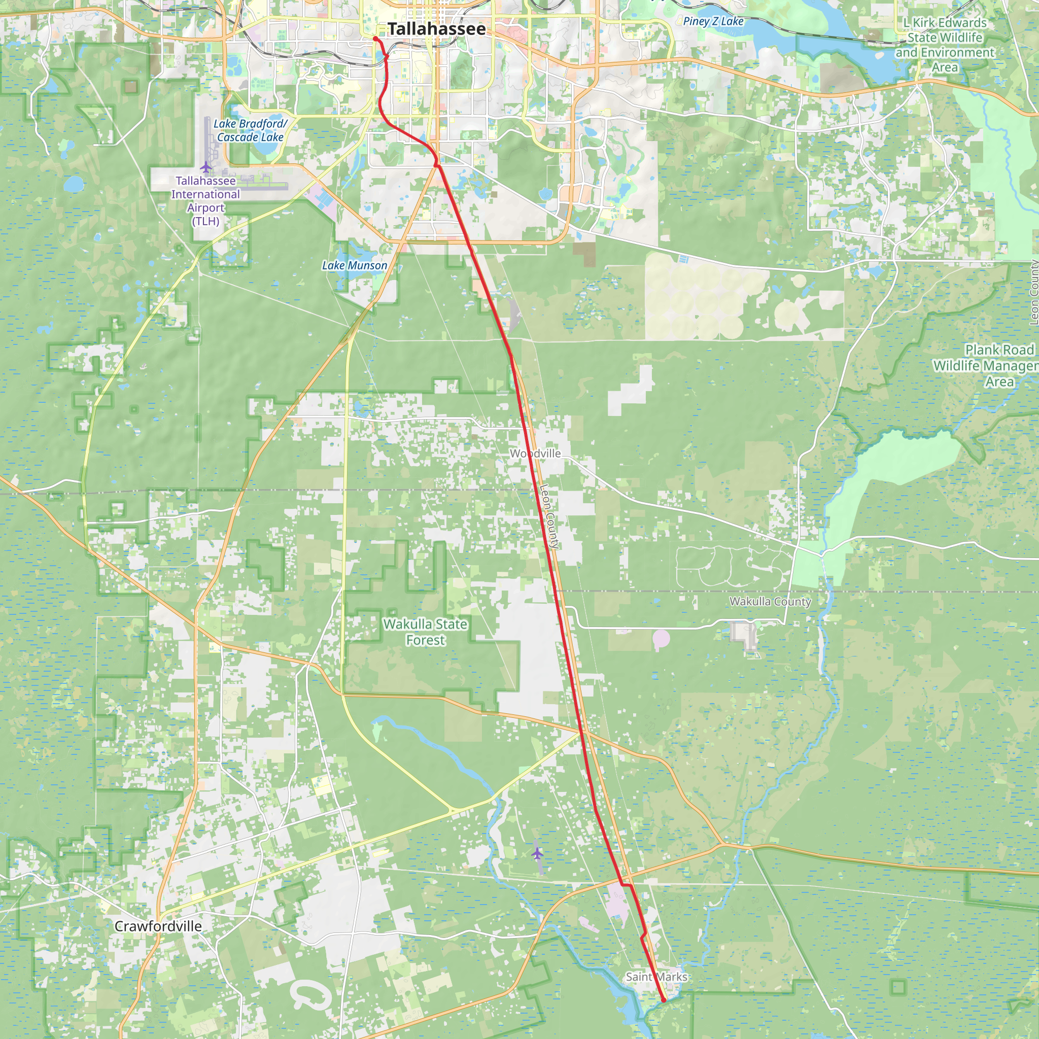 Tallahassee- St Marks Historic Railroad State Trail mobile static map